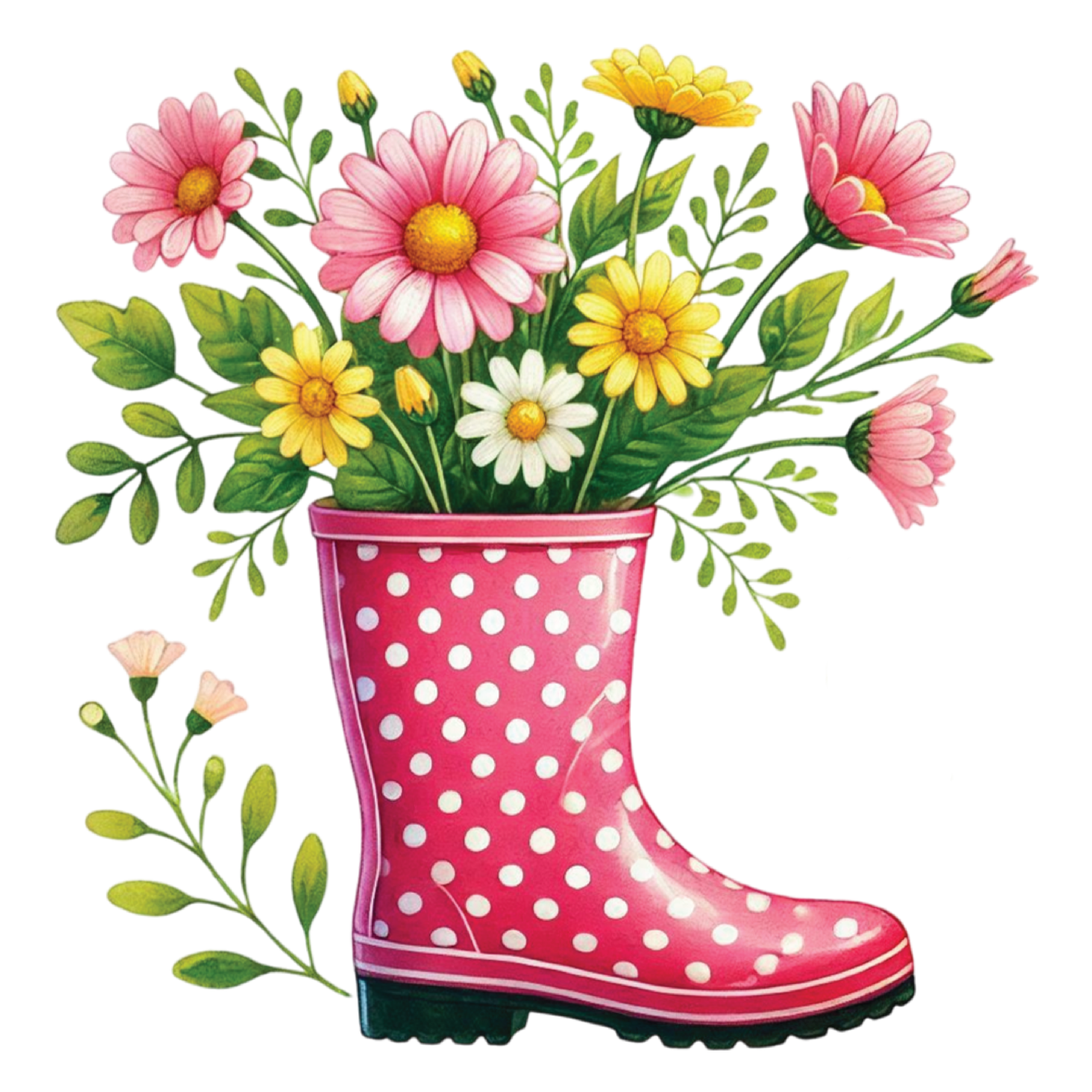 Pink Rain Boot With Flowers DTF Transfer