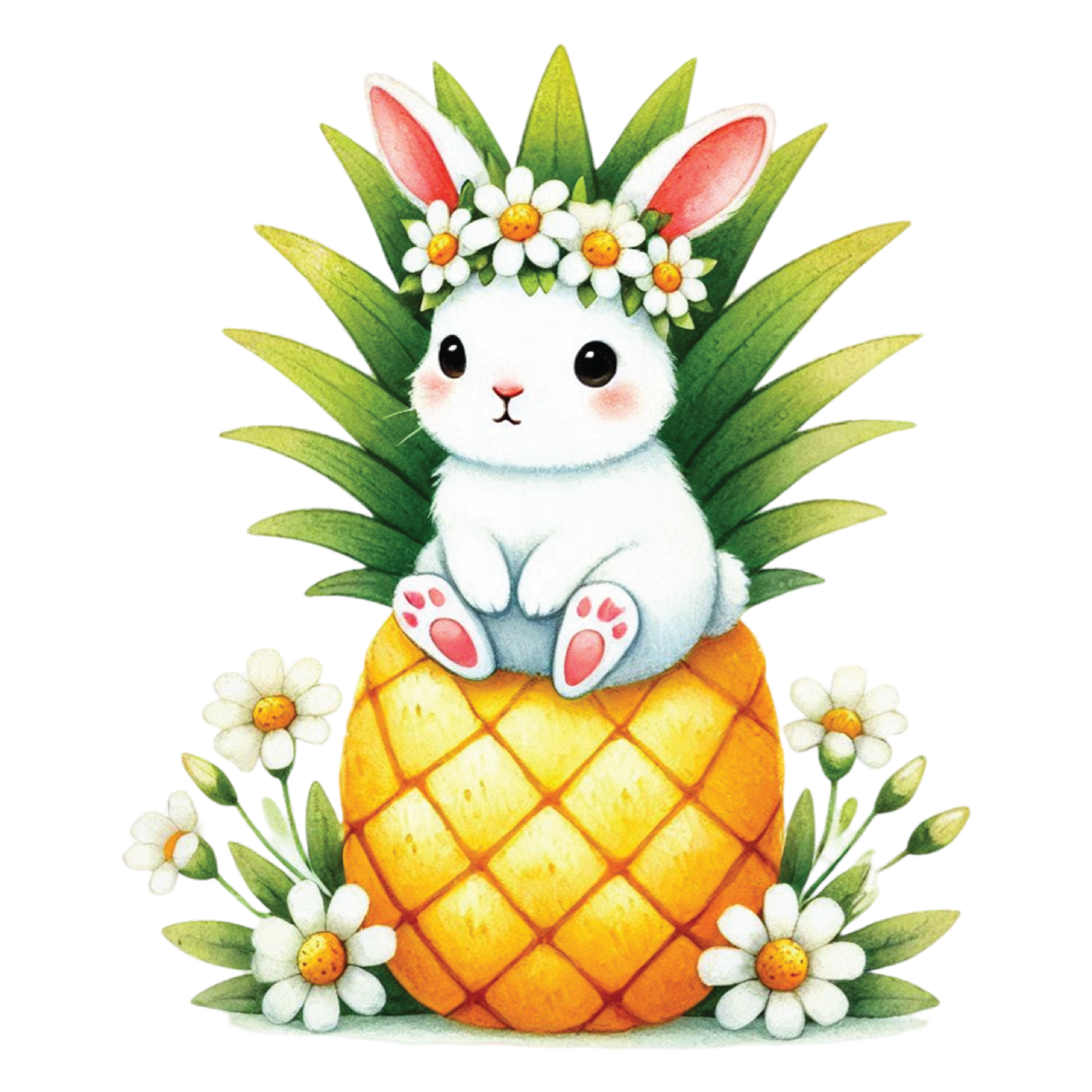 Cute Bunny On Pineapple DTF Transfer
