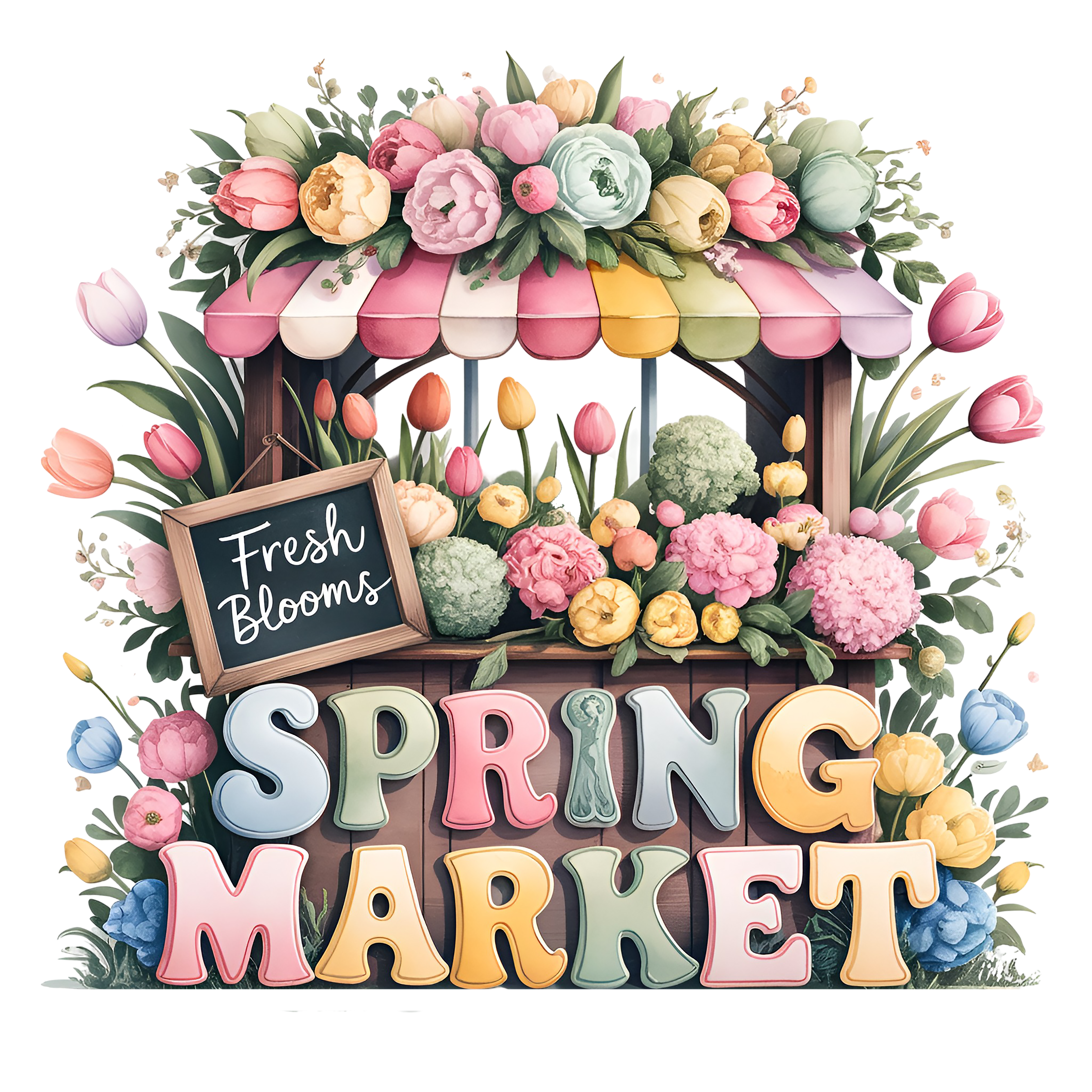 Spring Flower Market DTF Transfer