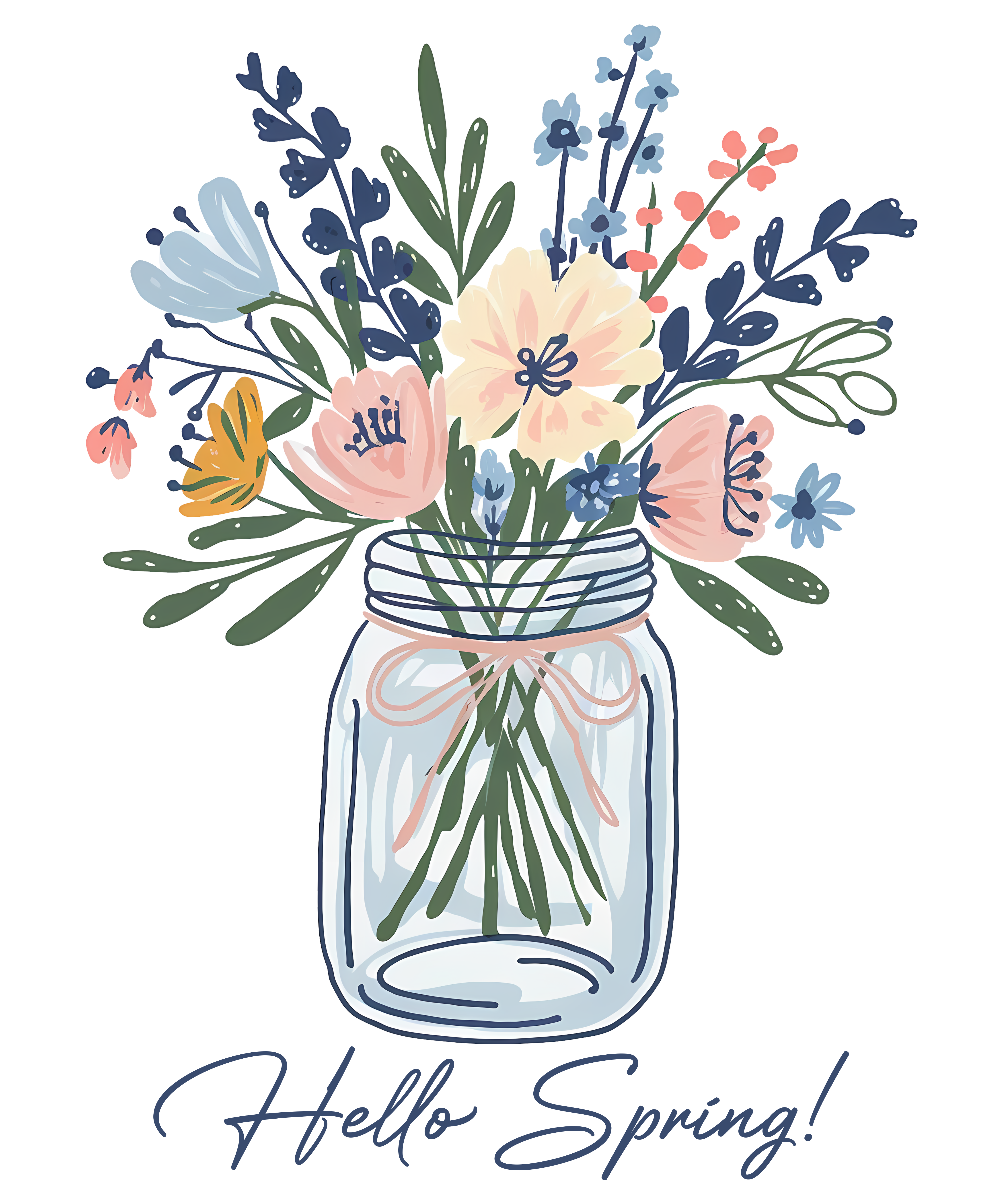 Mason Jar Wildflower Bouquet DTF Transfer