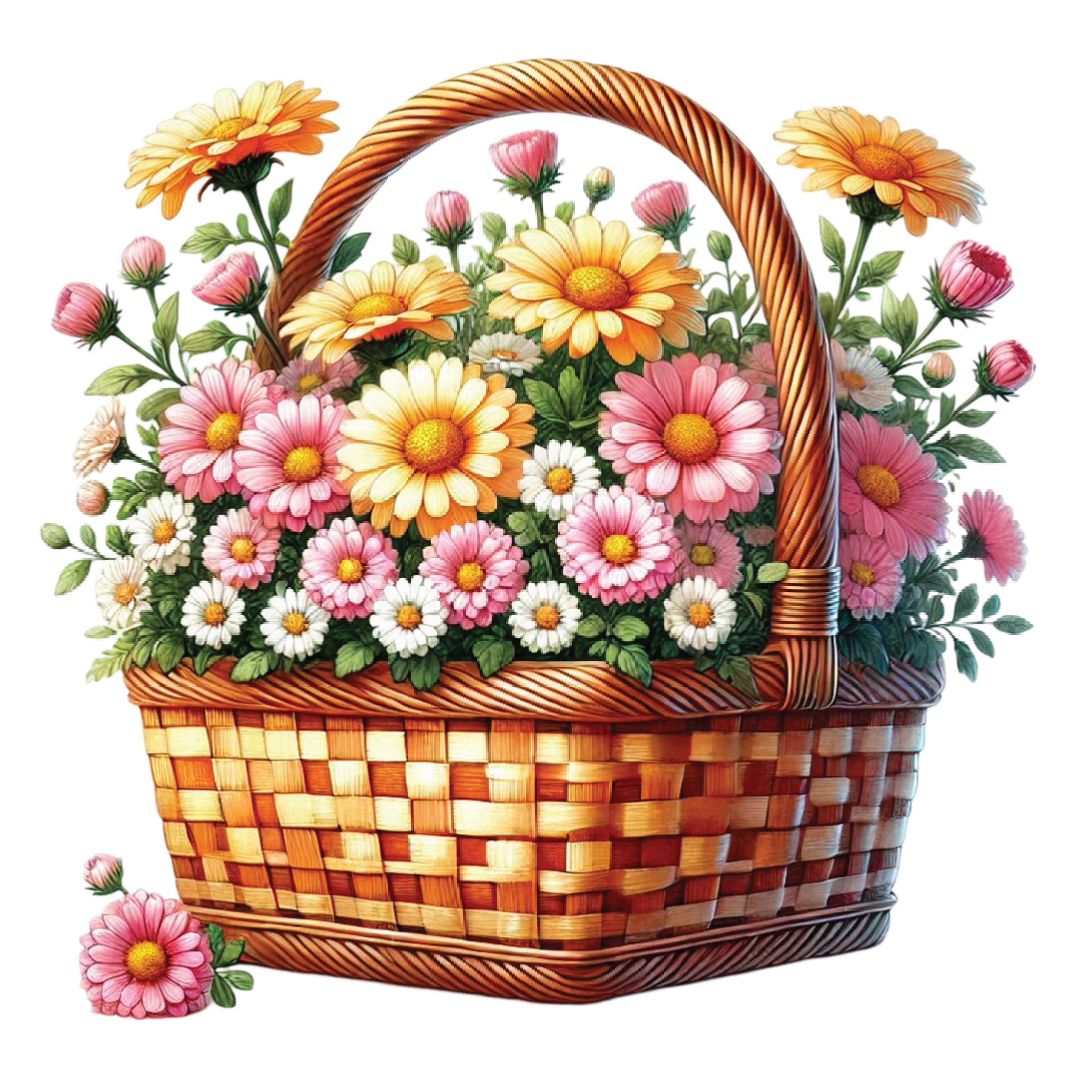 Colorful Spring Flower Basket DTF Transfer