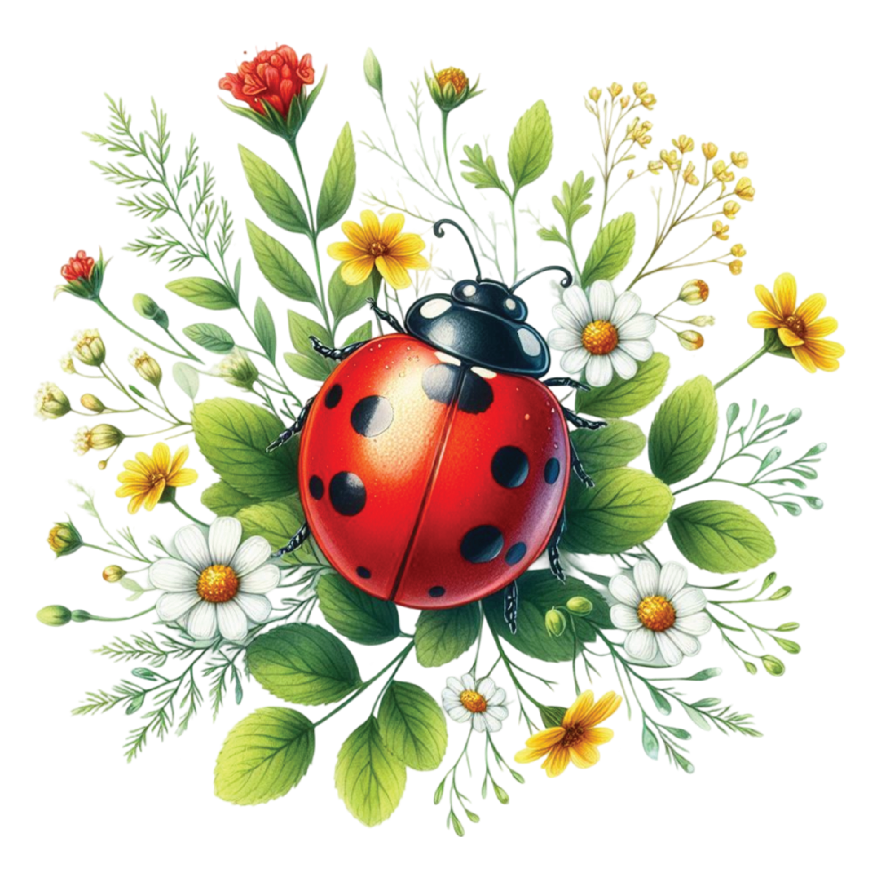 Ladybug With Wildflowers DTF Transfer