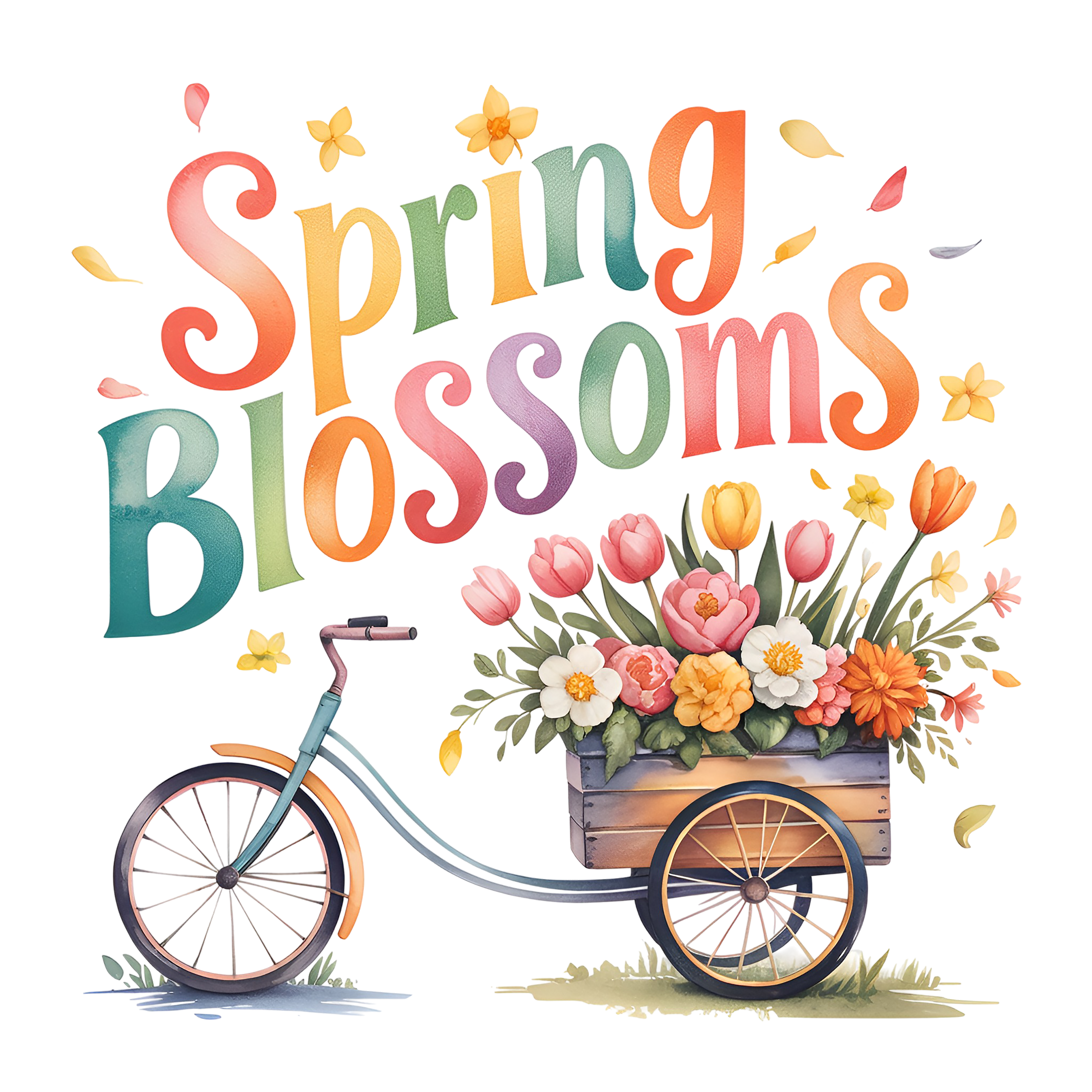 Spring Blossoms Flower Bicycle DTF Transfer