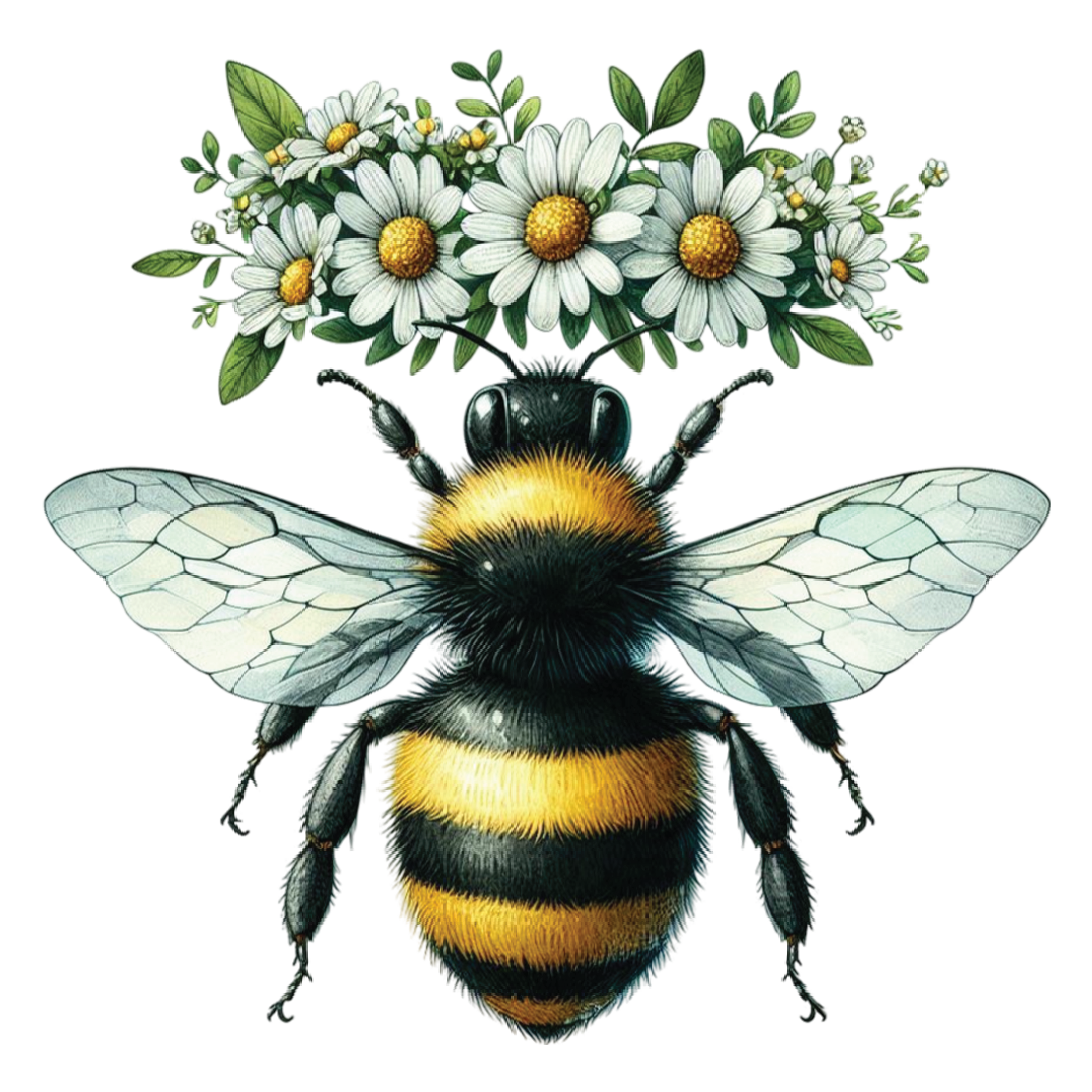 Bumblebee With Daisy Crown DTF Transfer