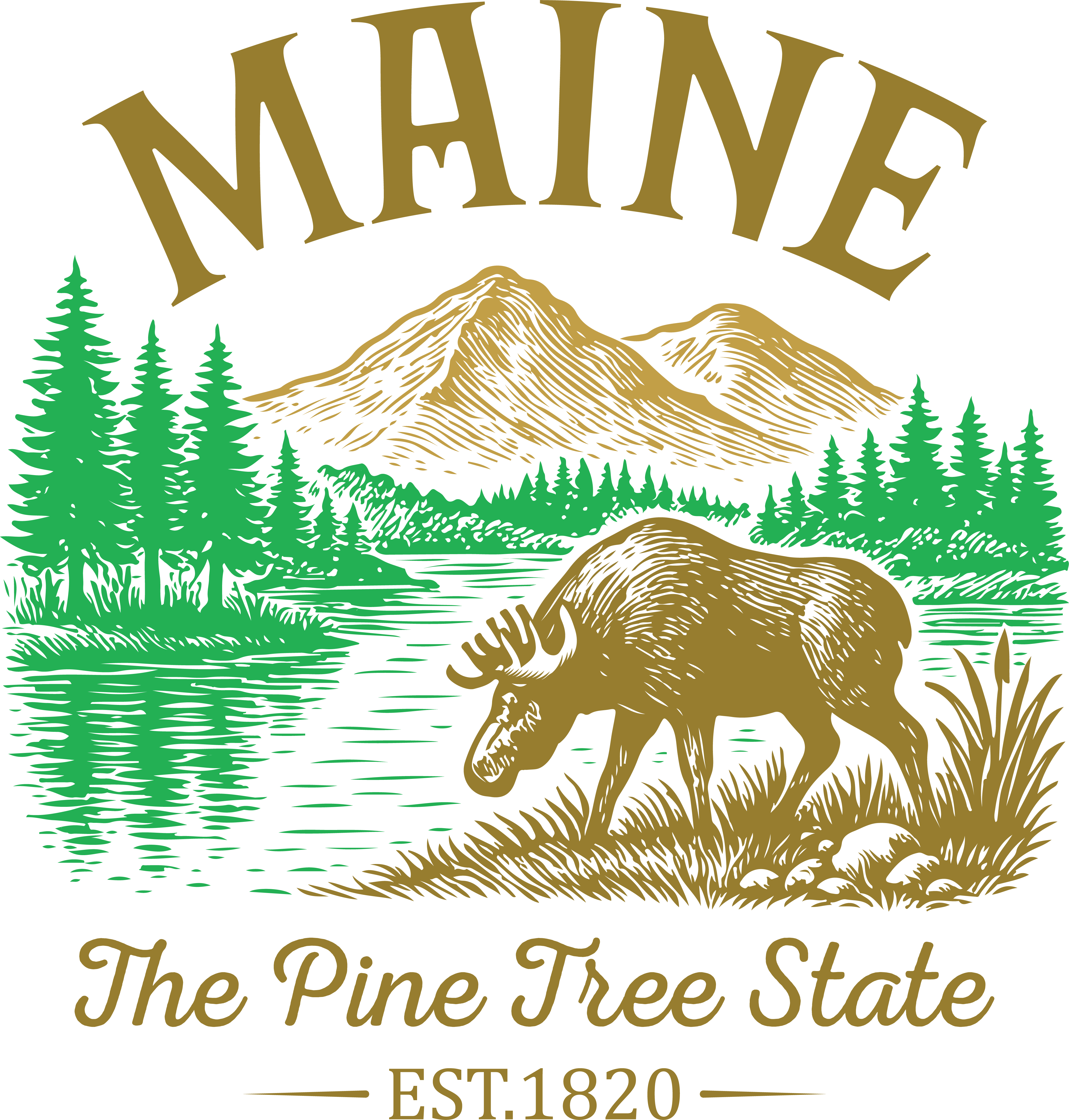 Maine Moose Wilderness DTF Transfer