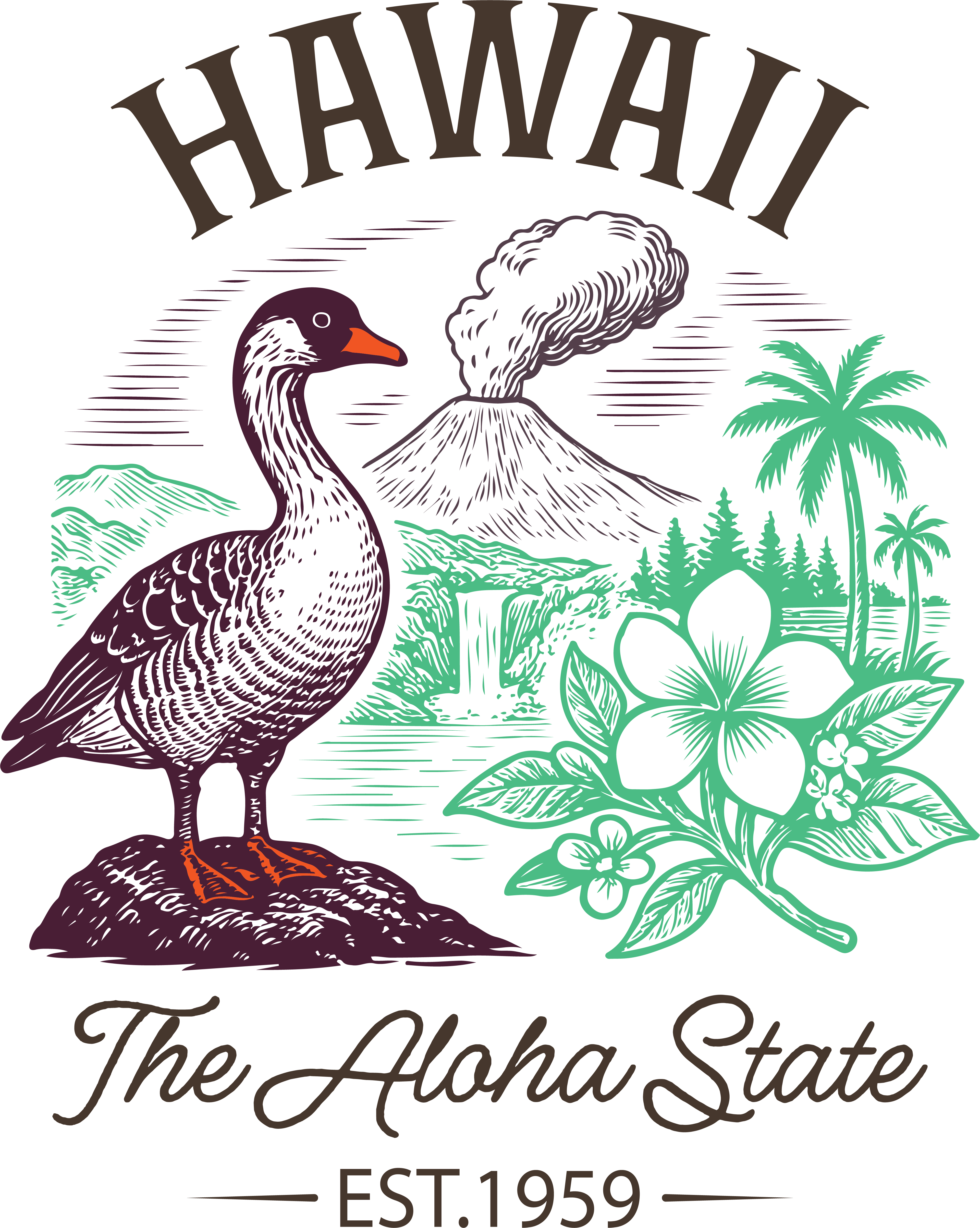 Hawaii Tropical Paradise DTF Transfer