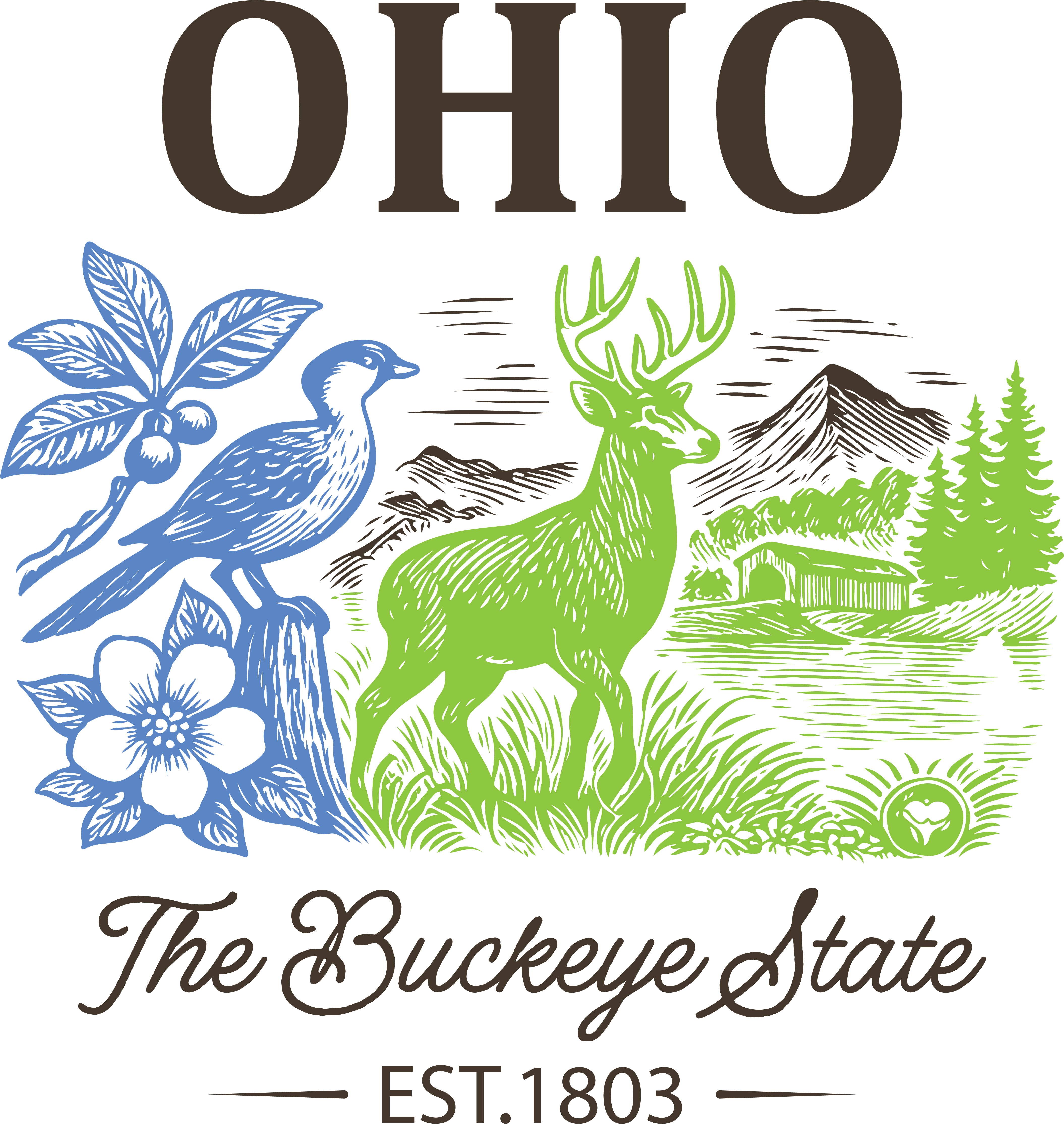 Ohio Buckeye State Wildlife DTF Transfer