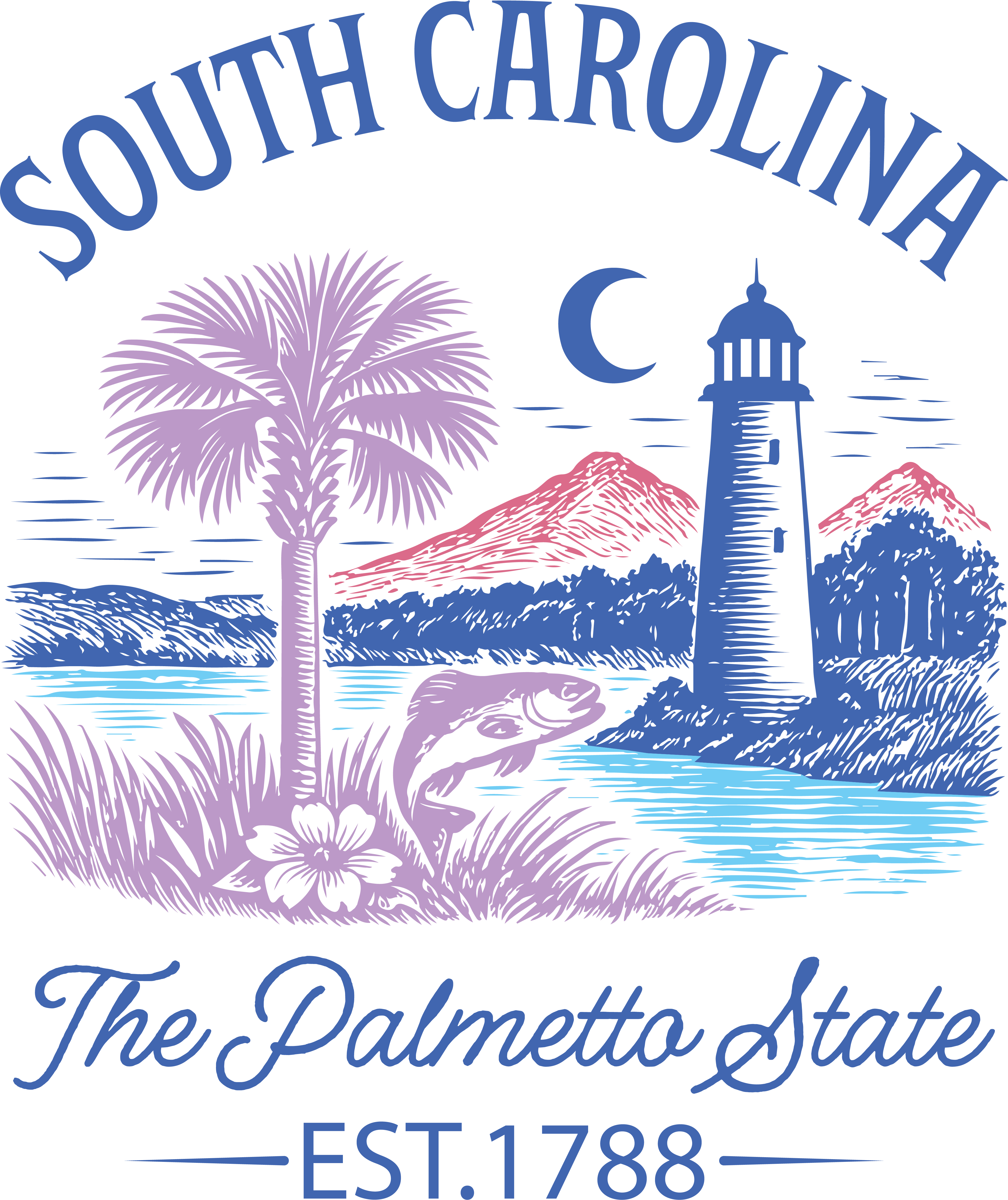 South Carolina Palmetto State Landscape DTF Transfer