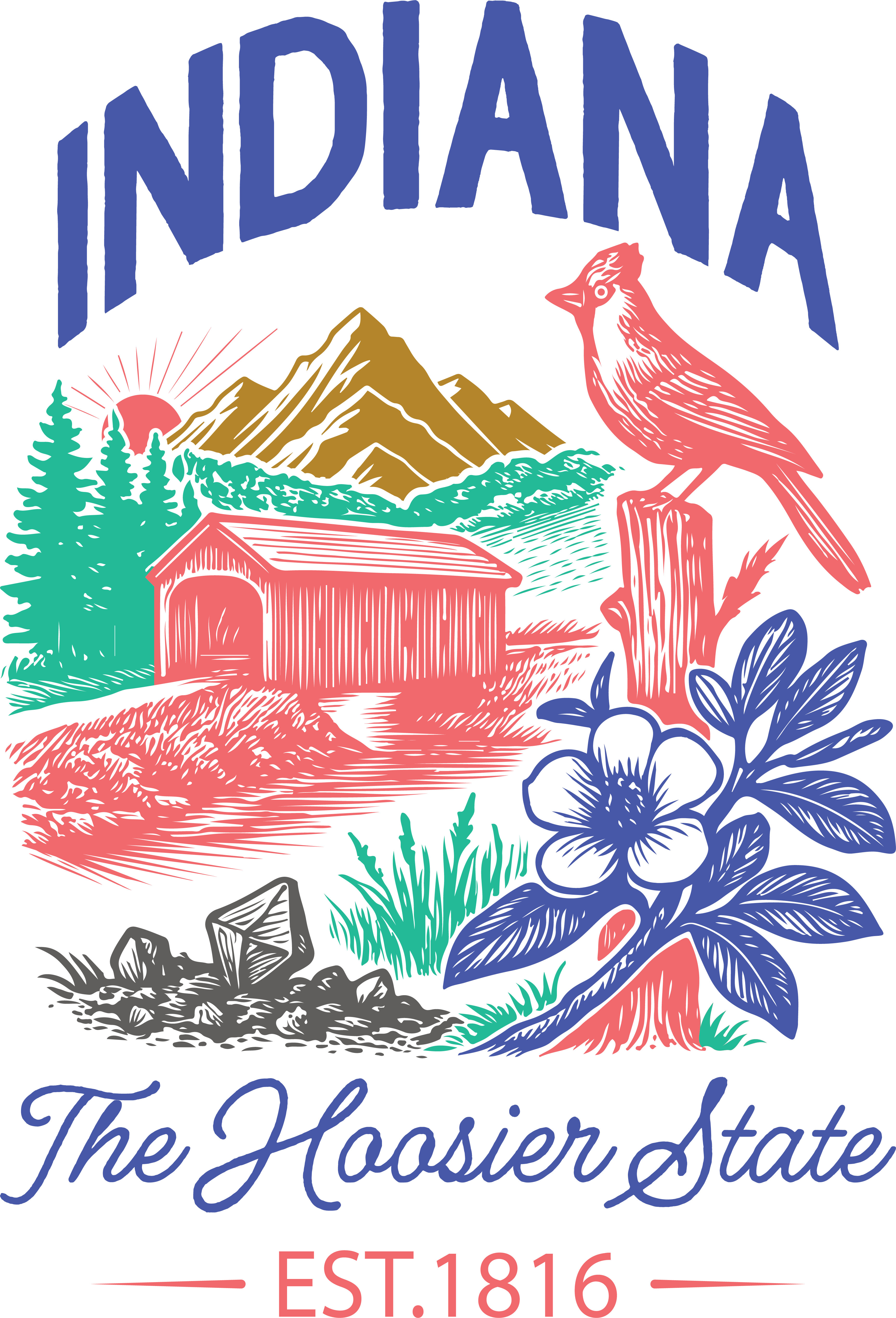 Indiana Hoosier Landscape DTF Transfer