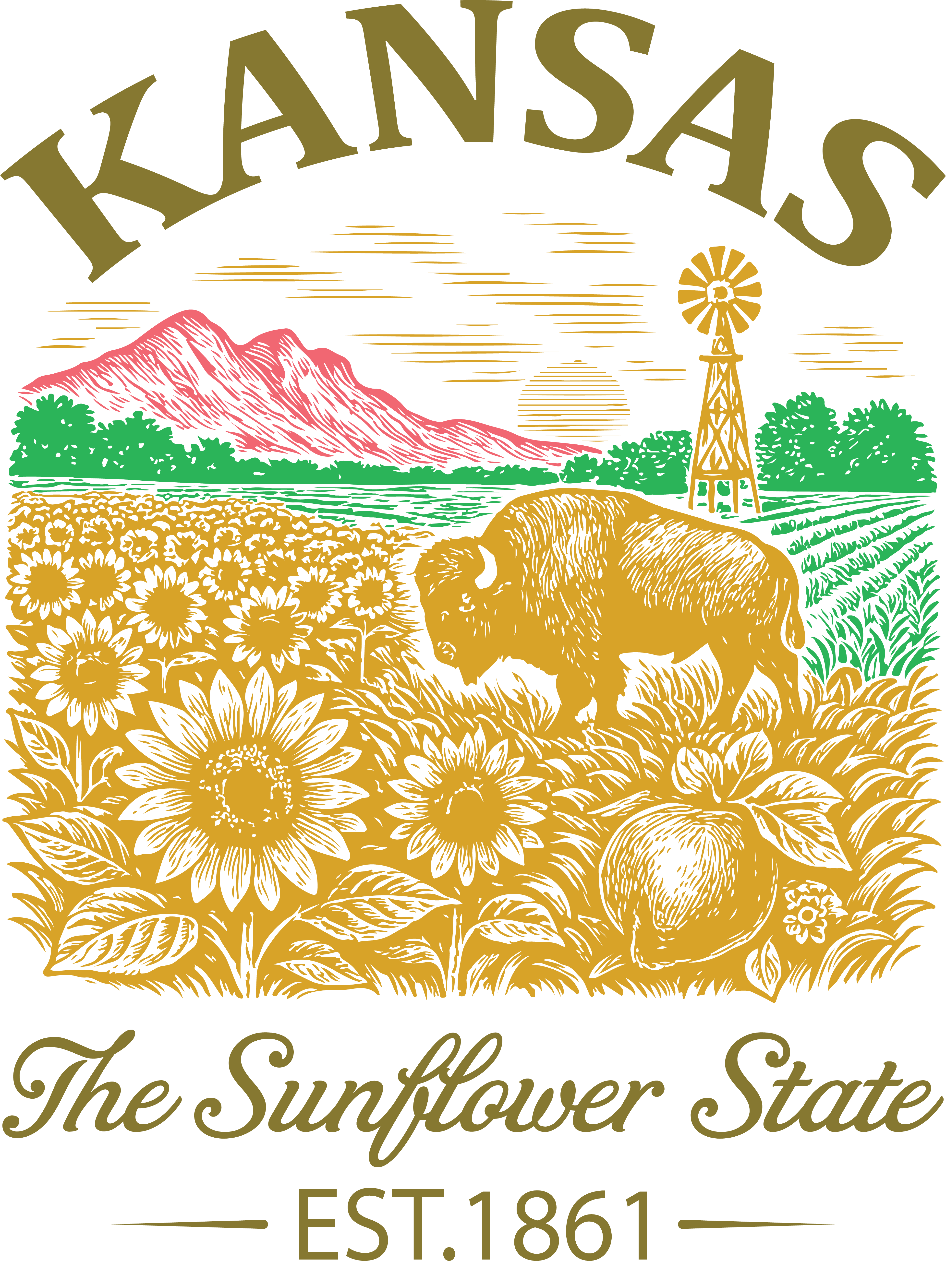 Kansas Sunflower Prairie DTF Transfer