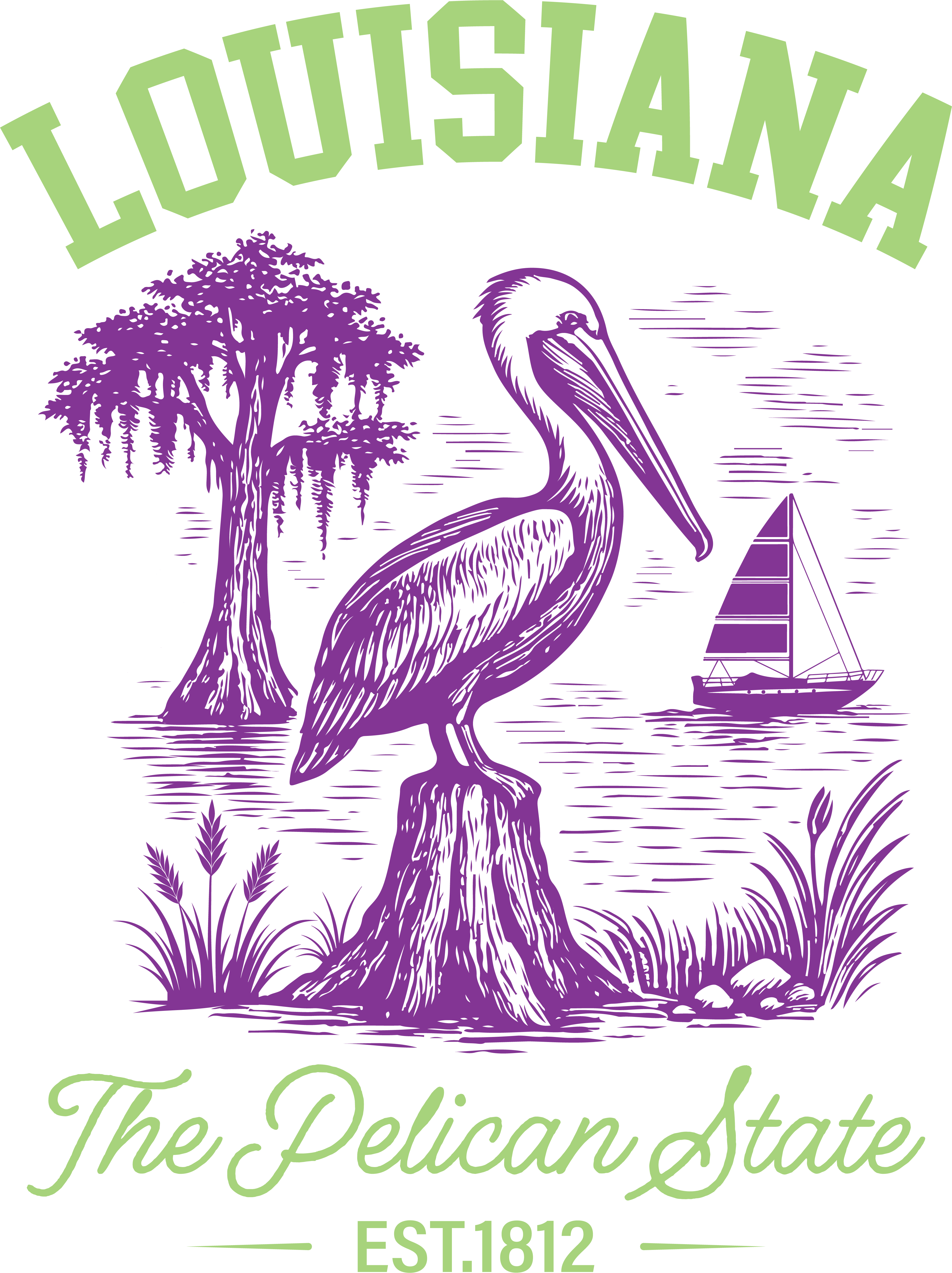 Louisiana Pelican Wetlands DTF Transfer