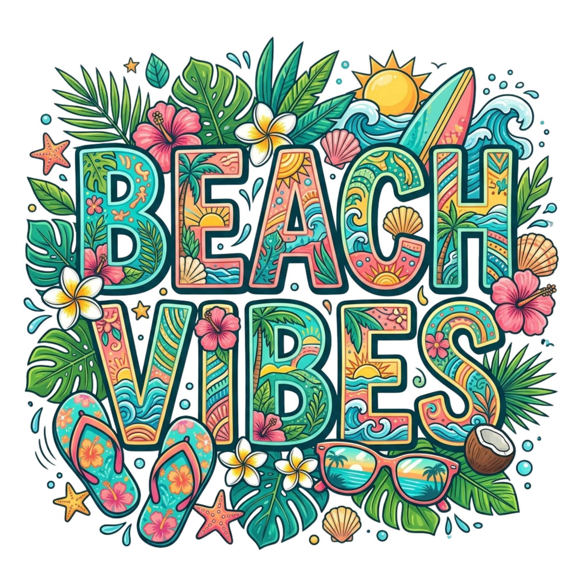 Tropical Beach Vibes DTF Transfer
