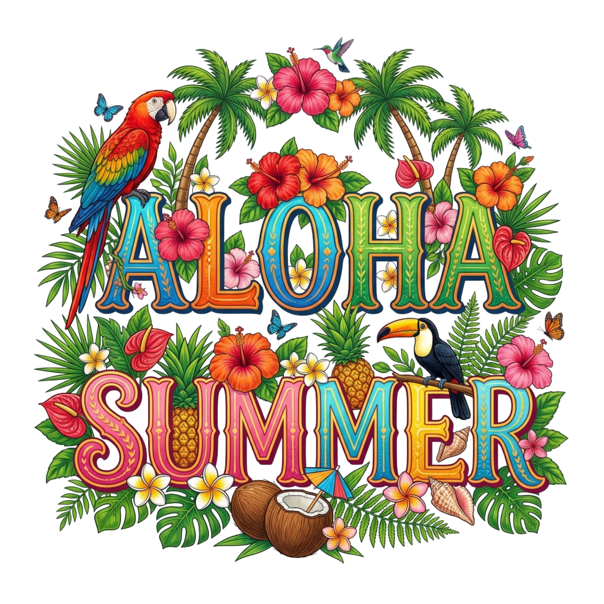 Aloha Summer Paradise DTF Transfer