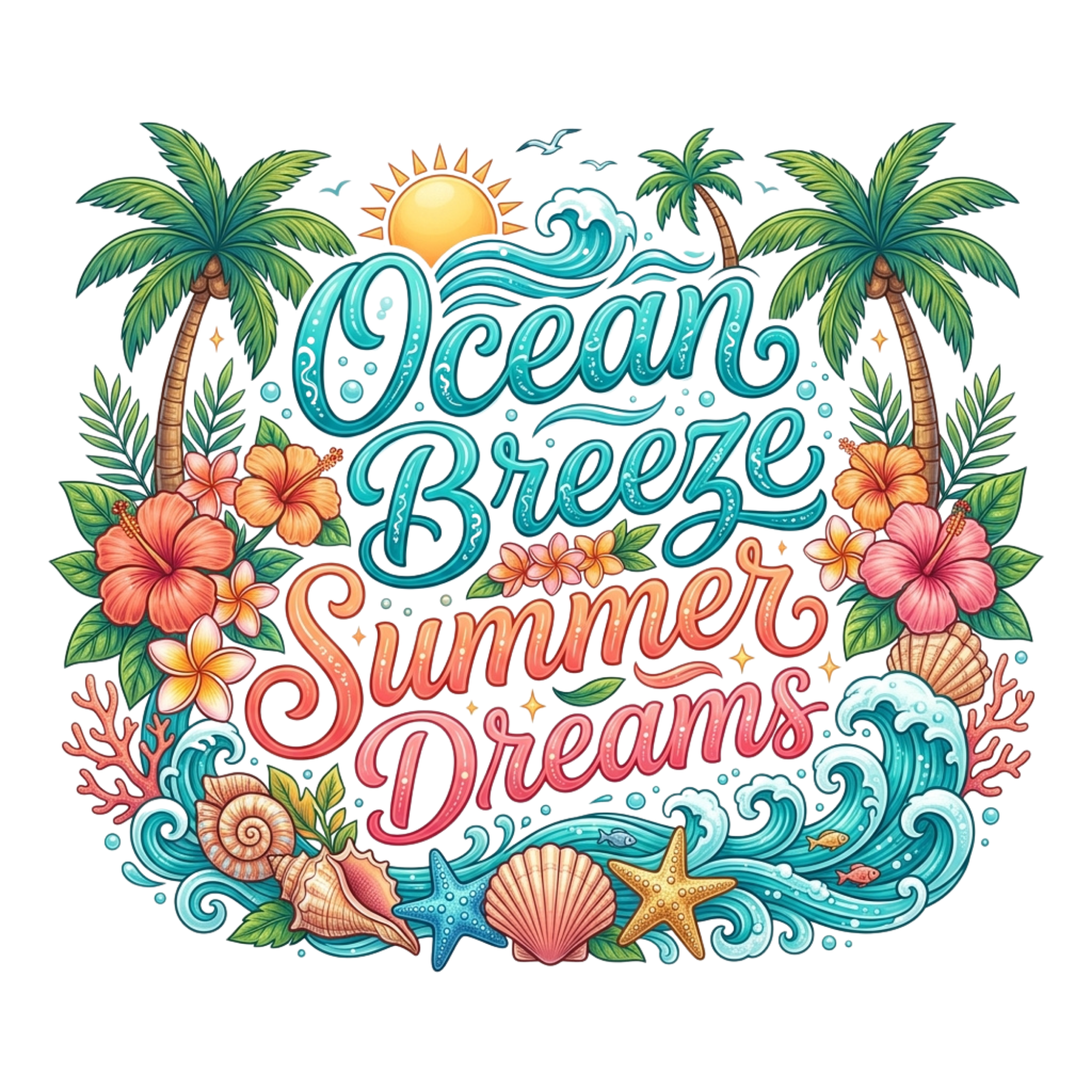 Ocean Breeze Summer Dreams DTF Transfer