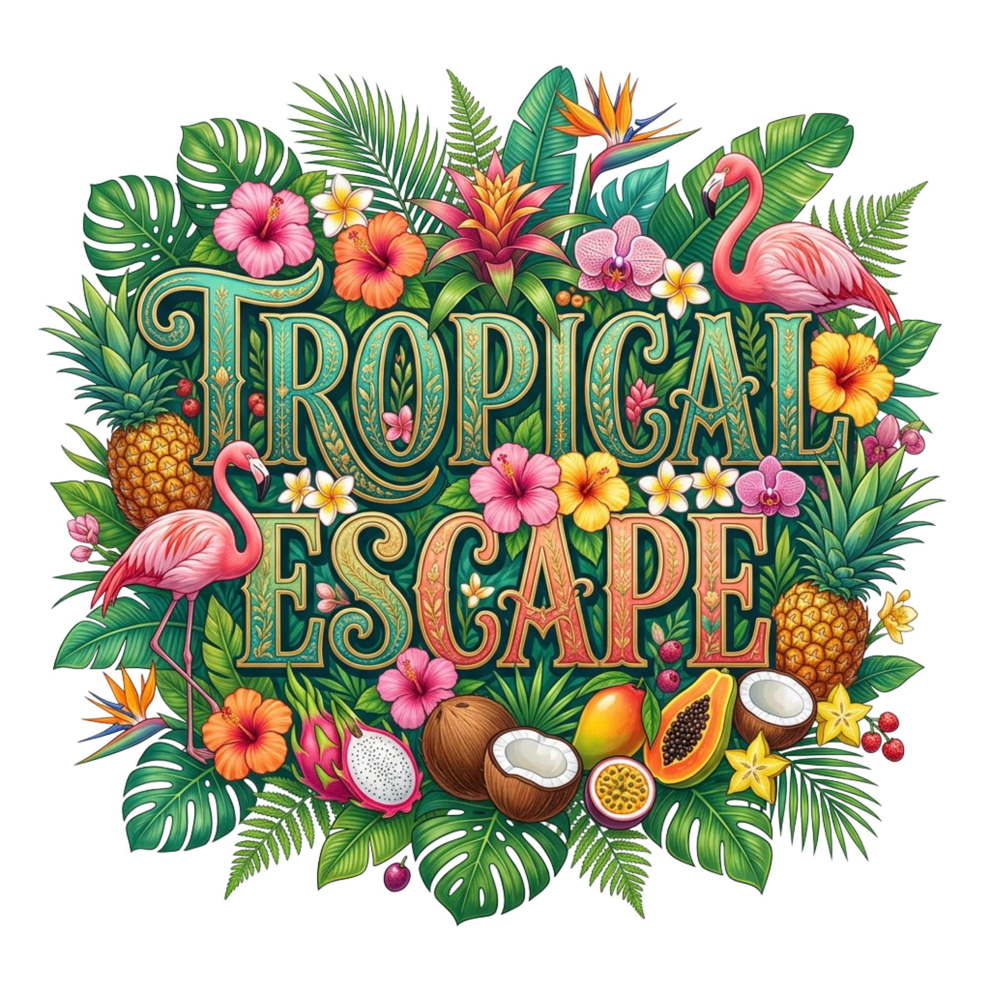 Tropical Escape Paradise DTF Transfer