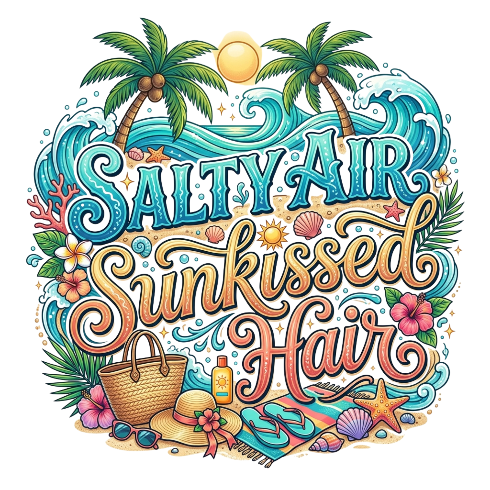 Salty Air Sunkissed Hair DTF Transfer