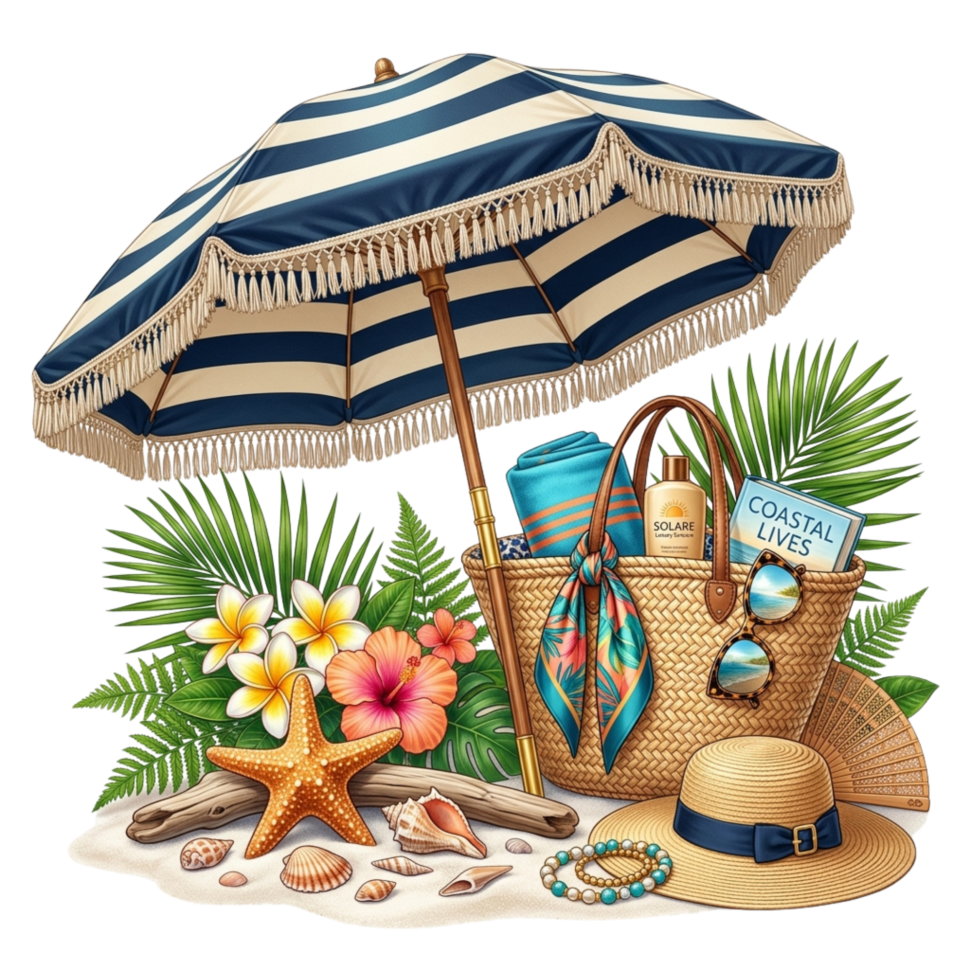 Coastal Beach Vacation Essentials DTF Transfer