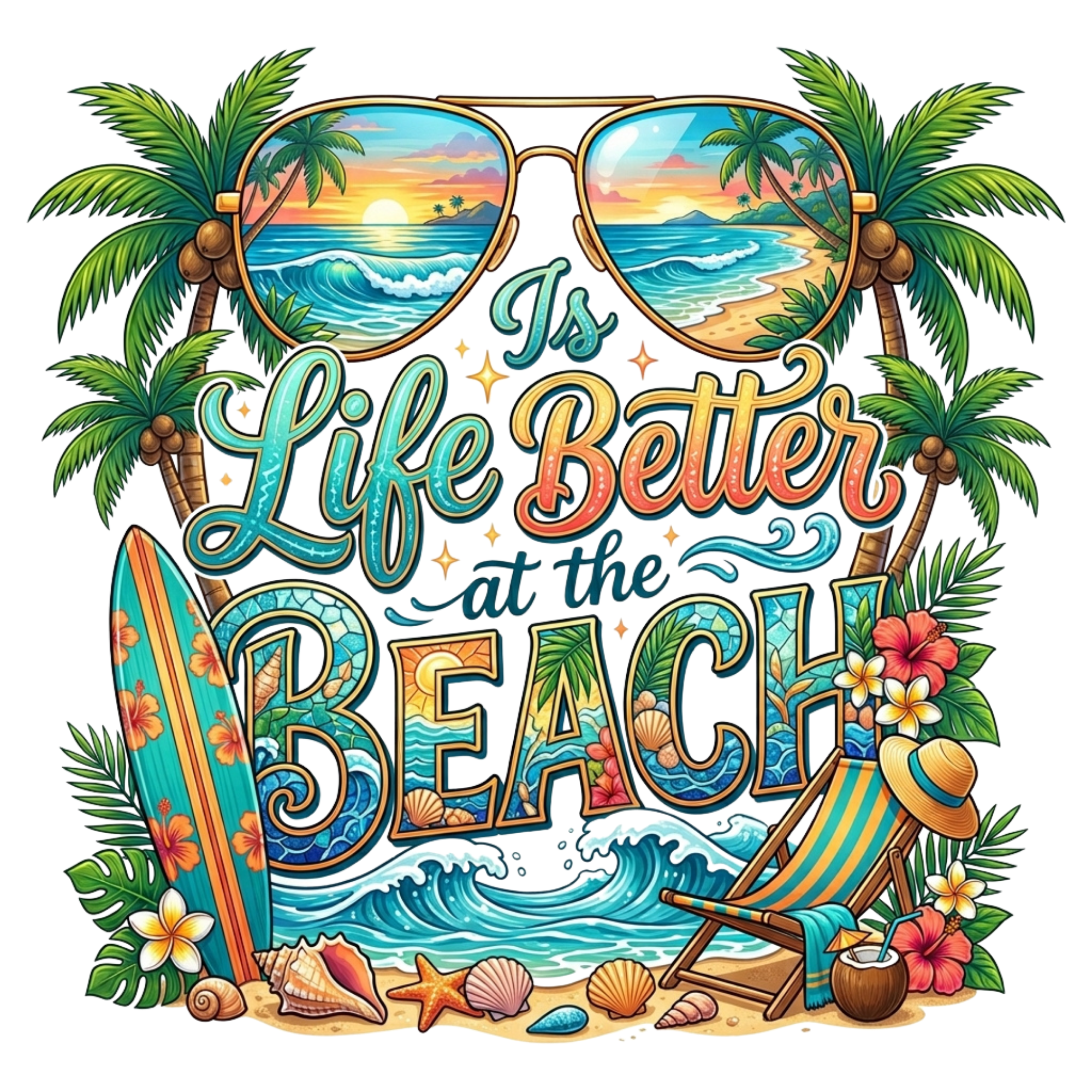 Life Is Better At The Beach DTF Transfer