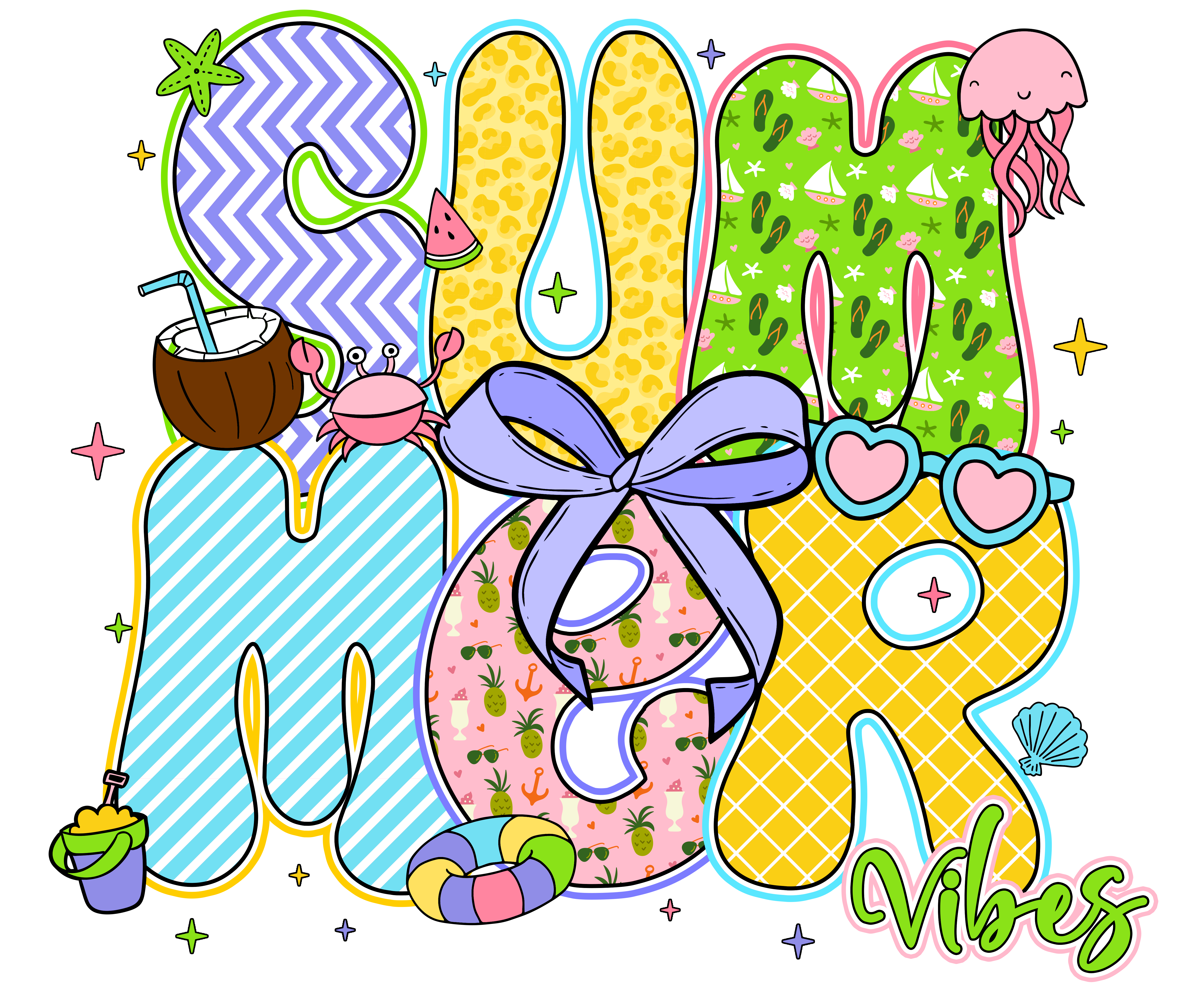 Colorful Summer Vibes DTF Transfer