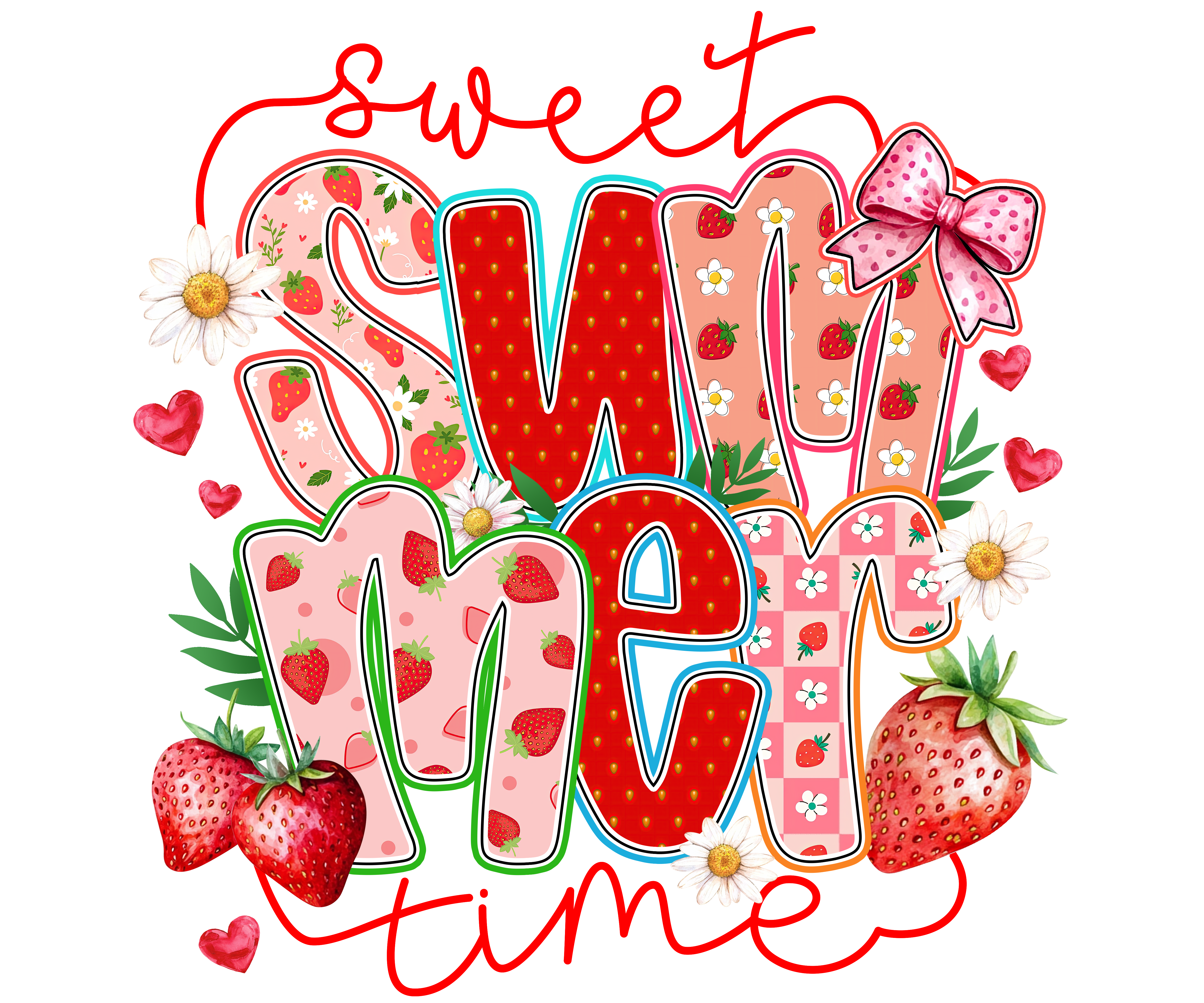 Sweet Summer Strawberry Time DTF Transfer