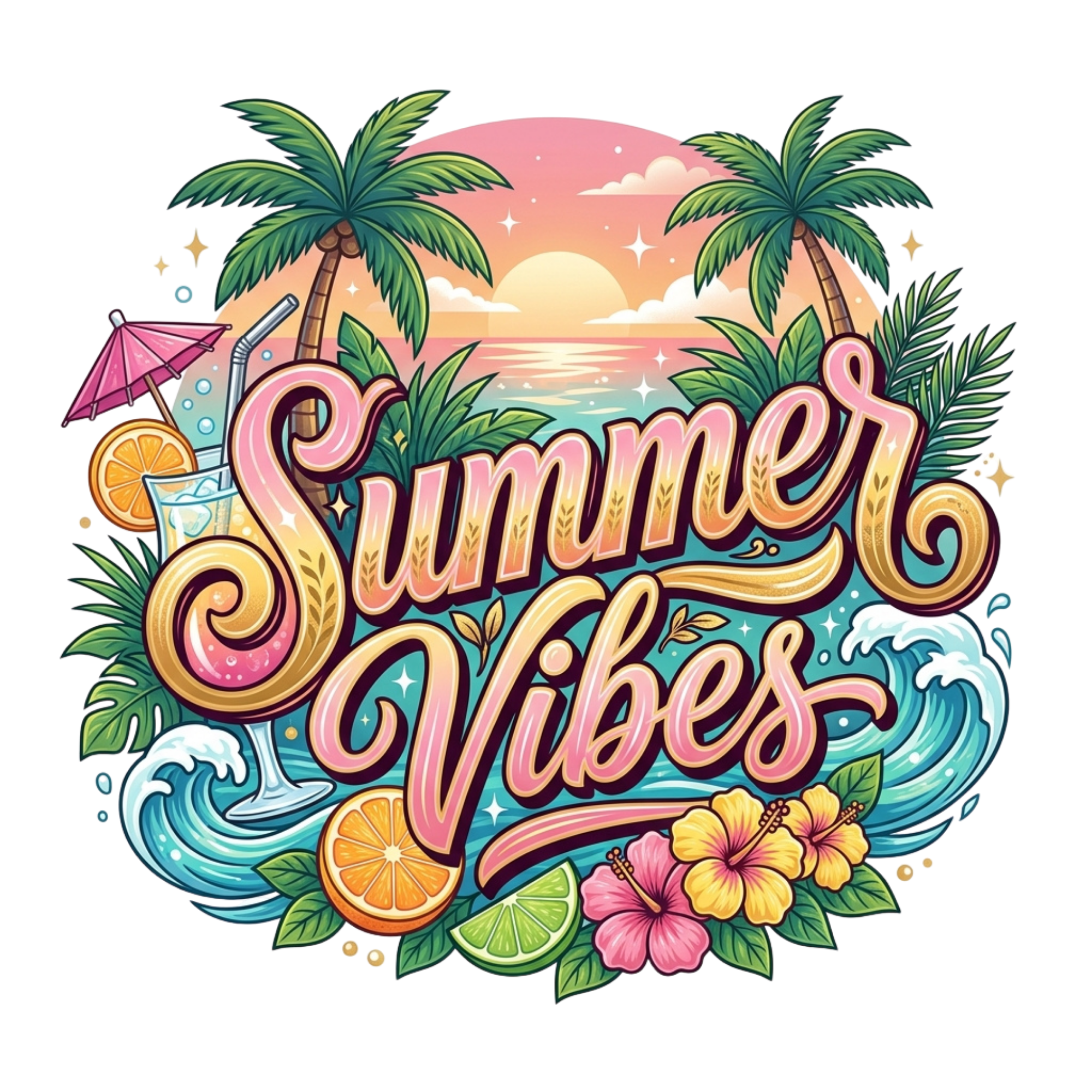 Colorful Summer Vibes DTF Transfer