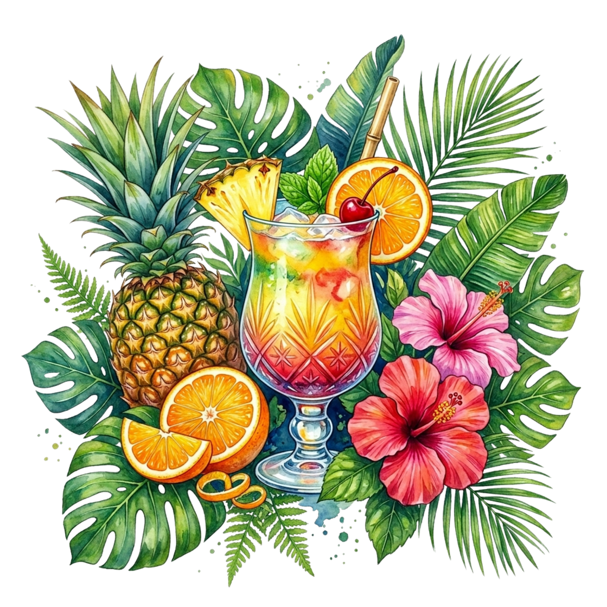 Tropical Fruit Cocktail DTF Transfer
