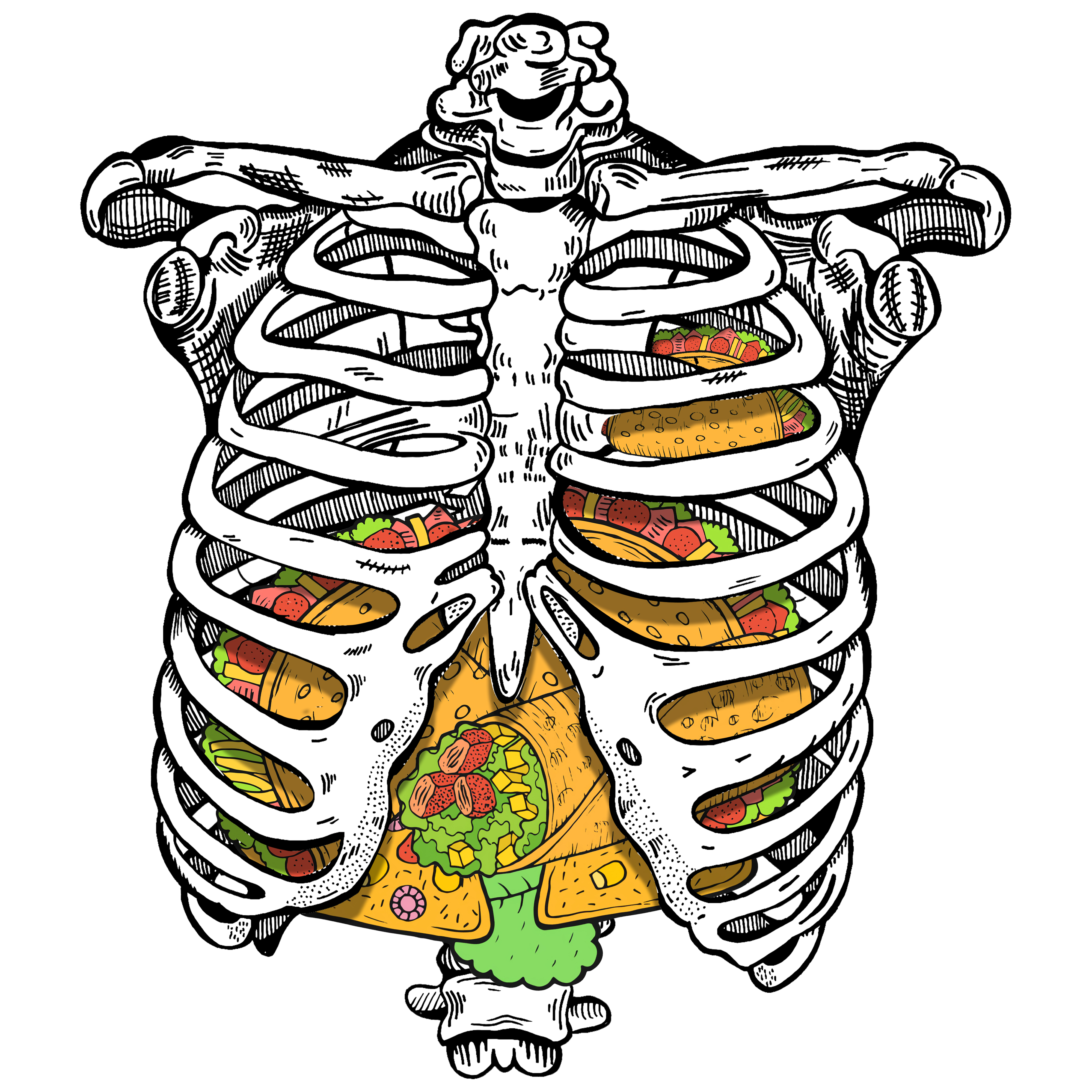 Taco Skeleton Rib Cage DTF Transfer