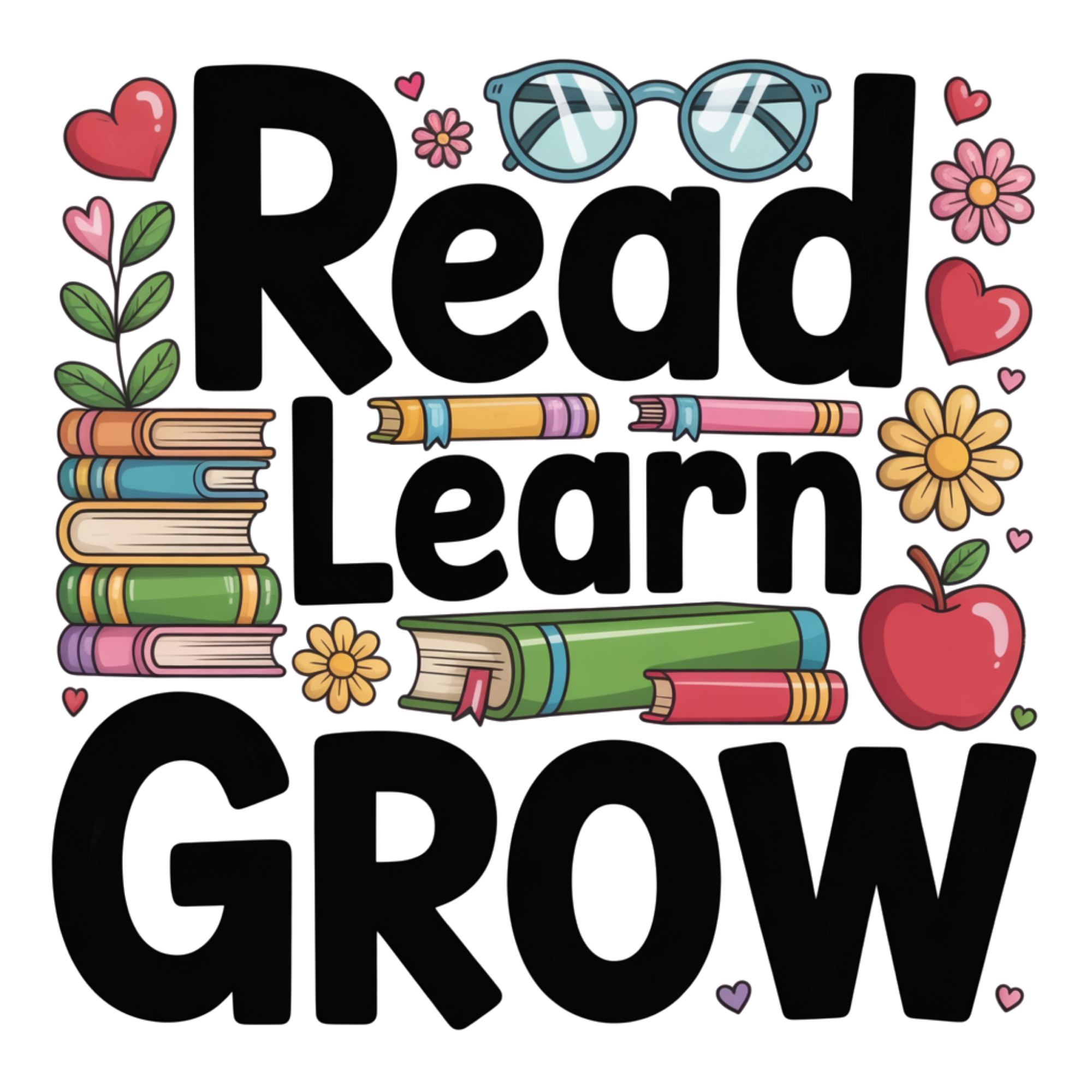Read Learn Grow DTF Transfer