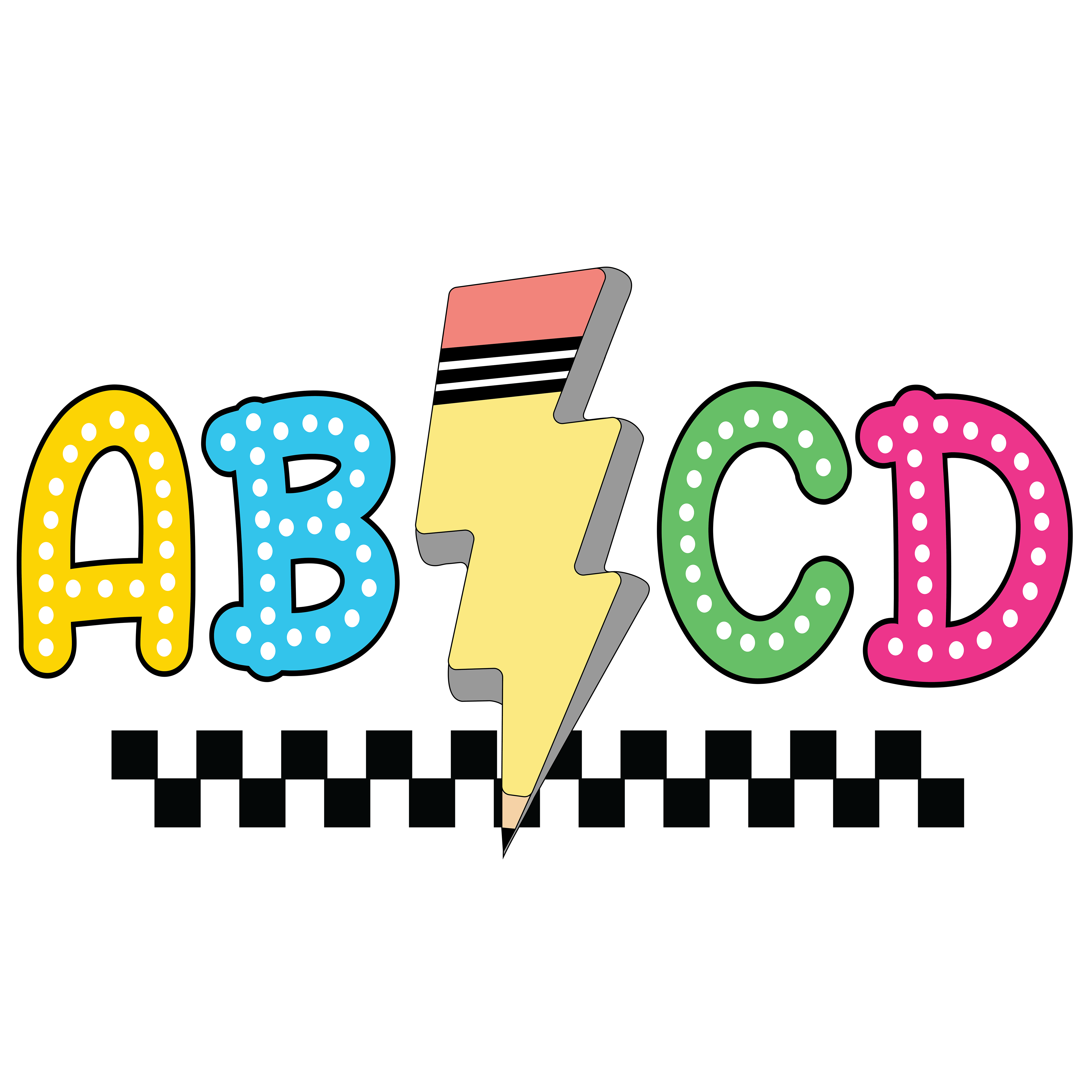 ABCD Pencil Lightning DTF Transfer