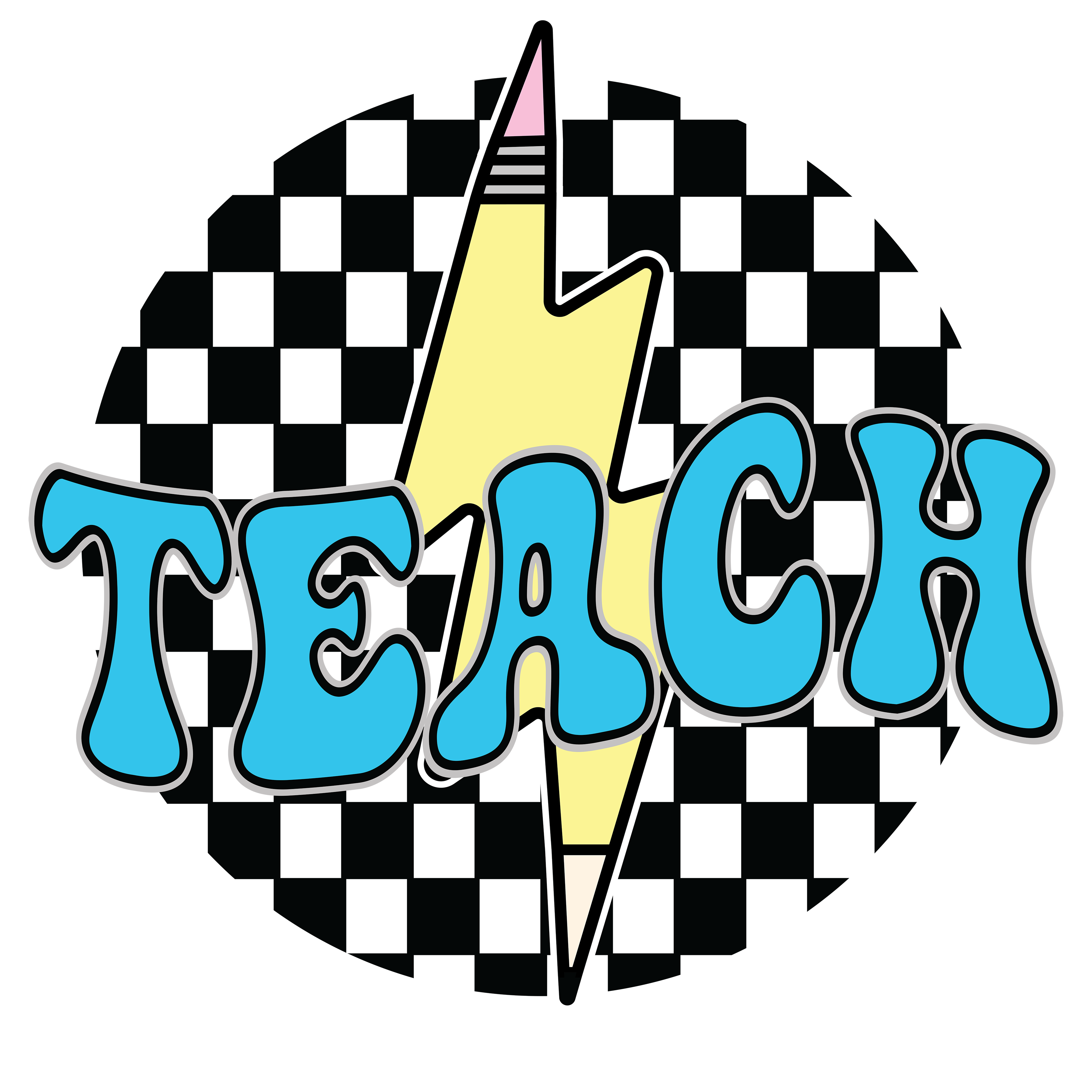 Retro Teacher Lightning Bolt DTF Transfer