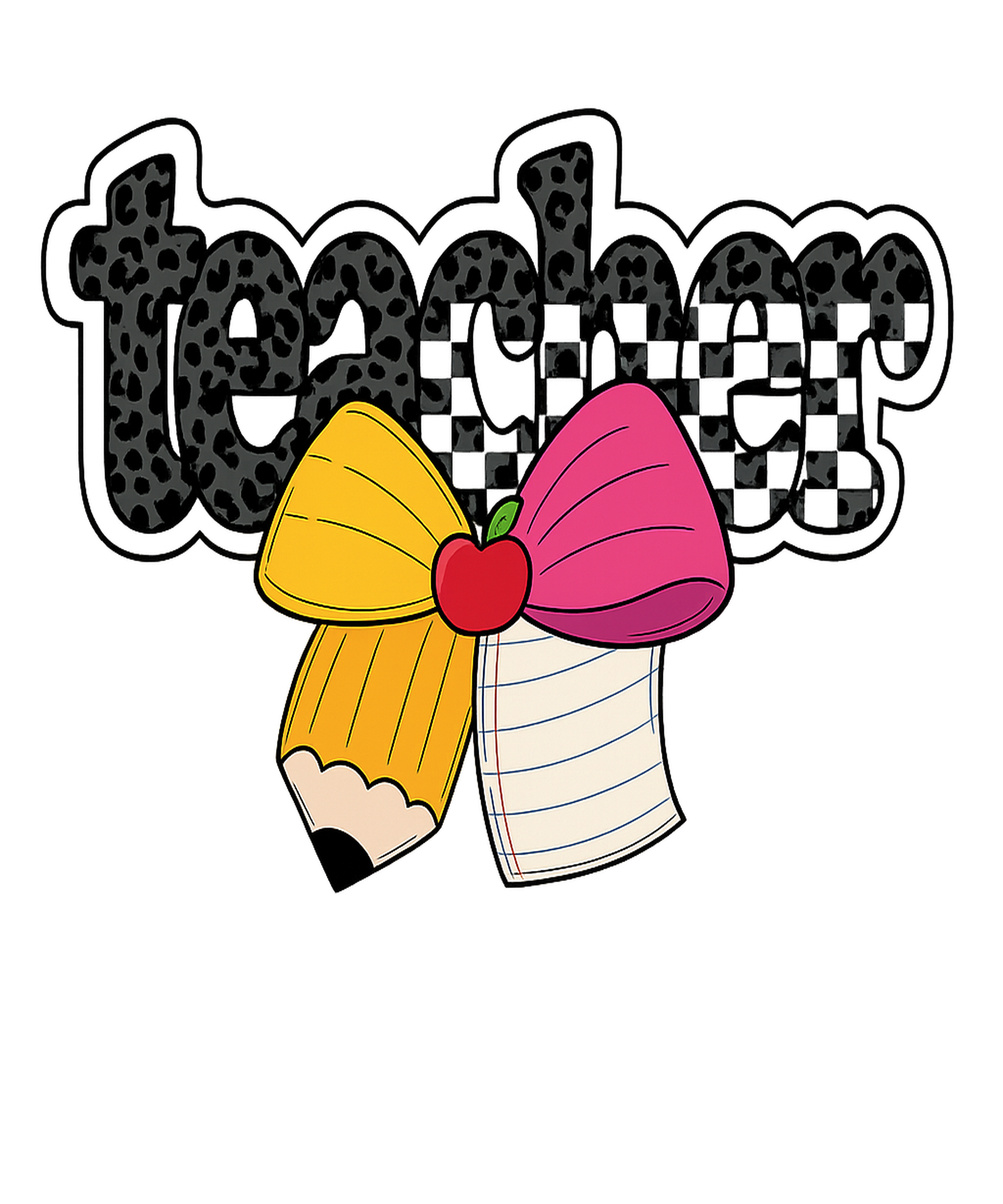 Leopard Teacher Pencil Bow DTF Transfer