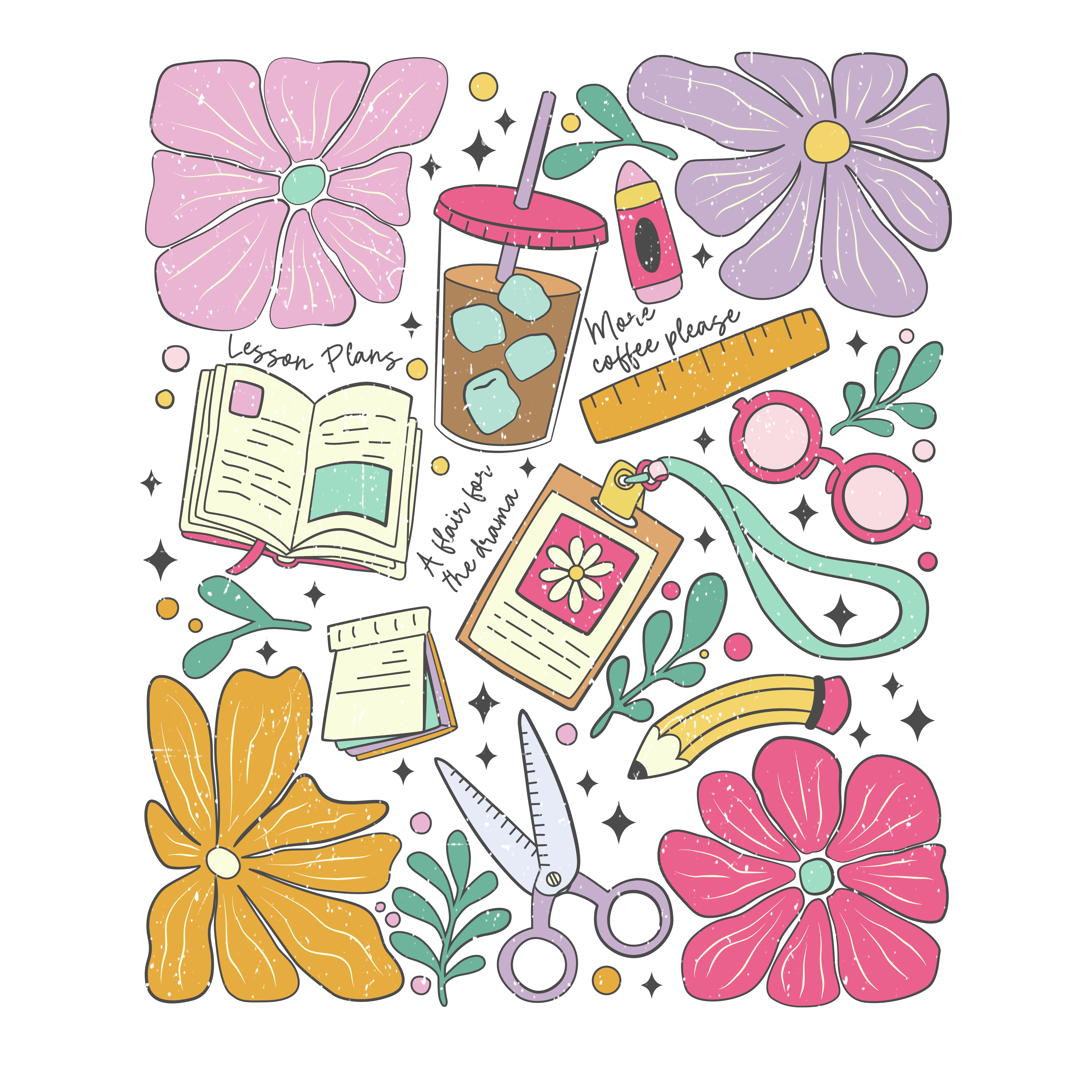 Teacher Essentials Collage DTF Transfer