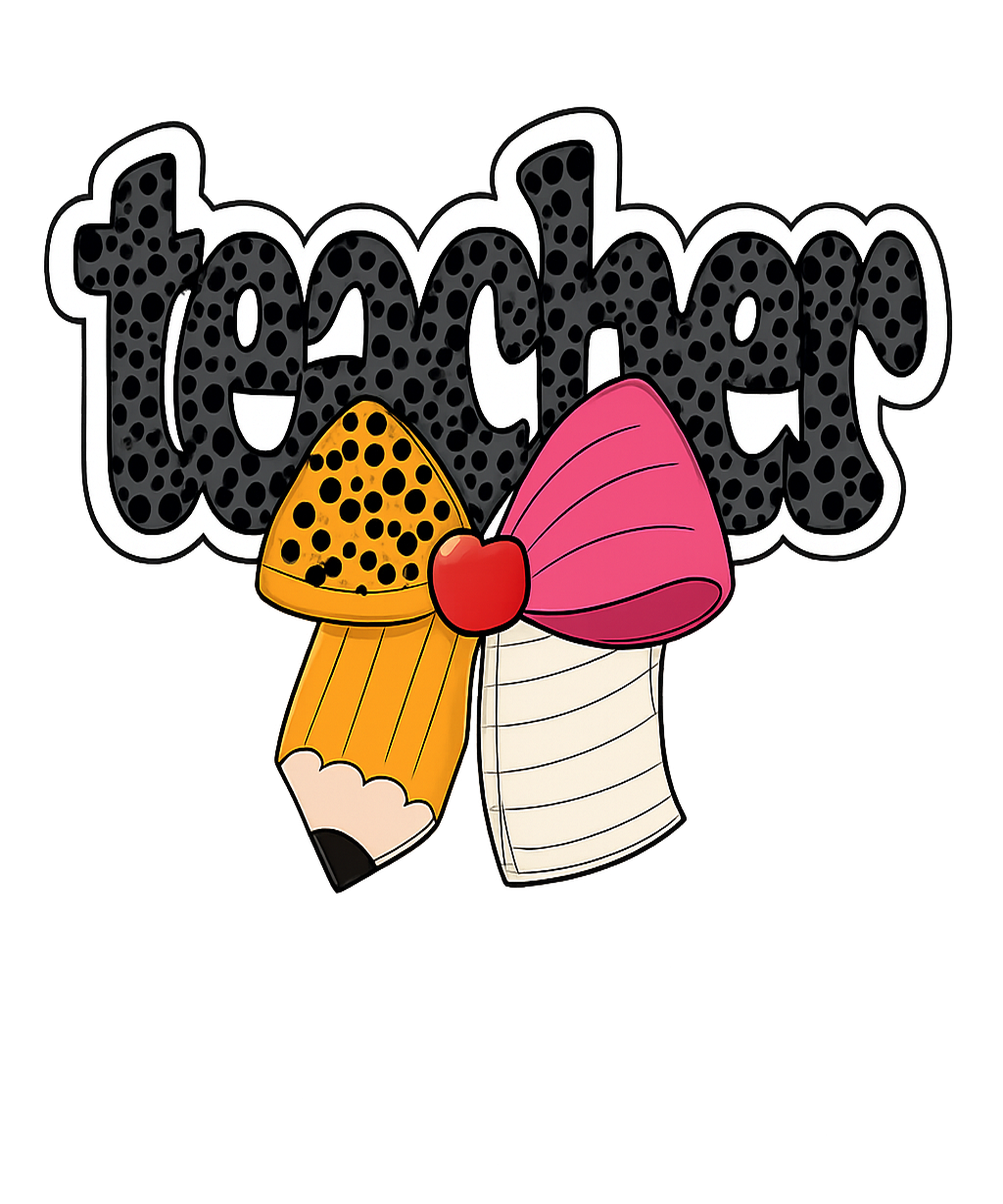 Teacher Pencil Bow Coquette DTF Transfer