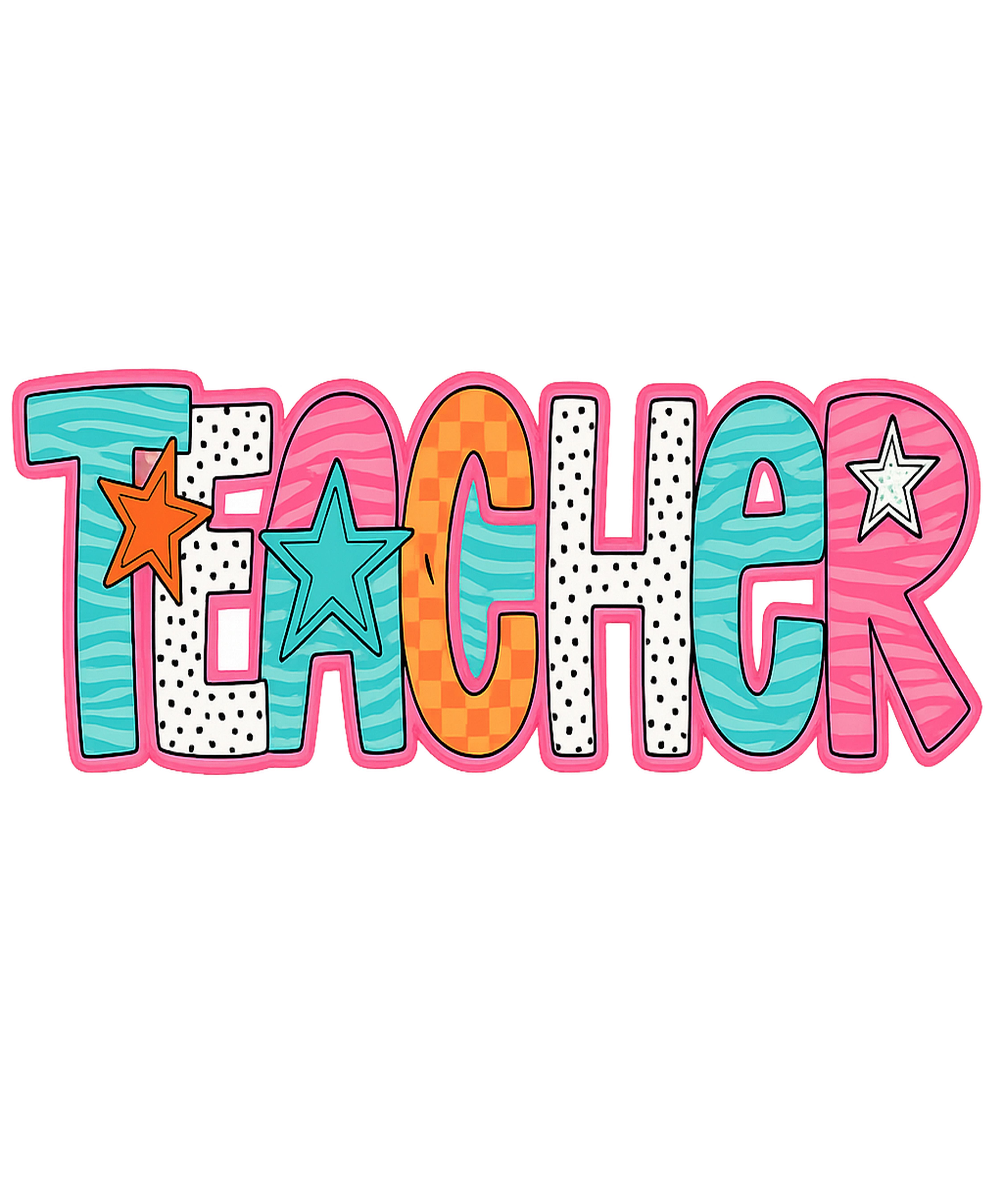 Pastel Teacher Retro Typography DTF Transfer