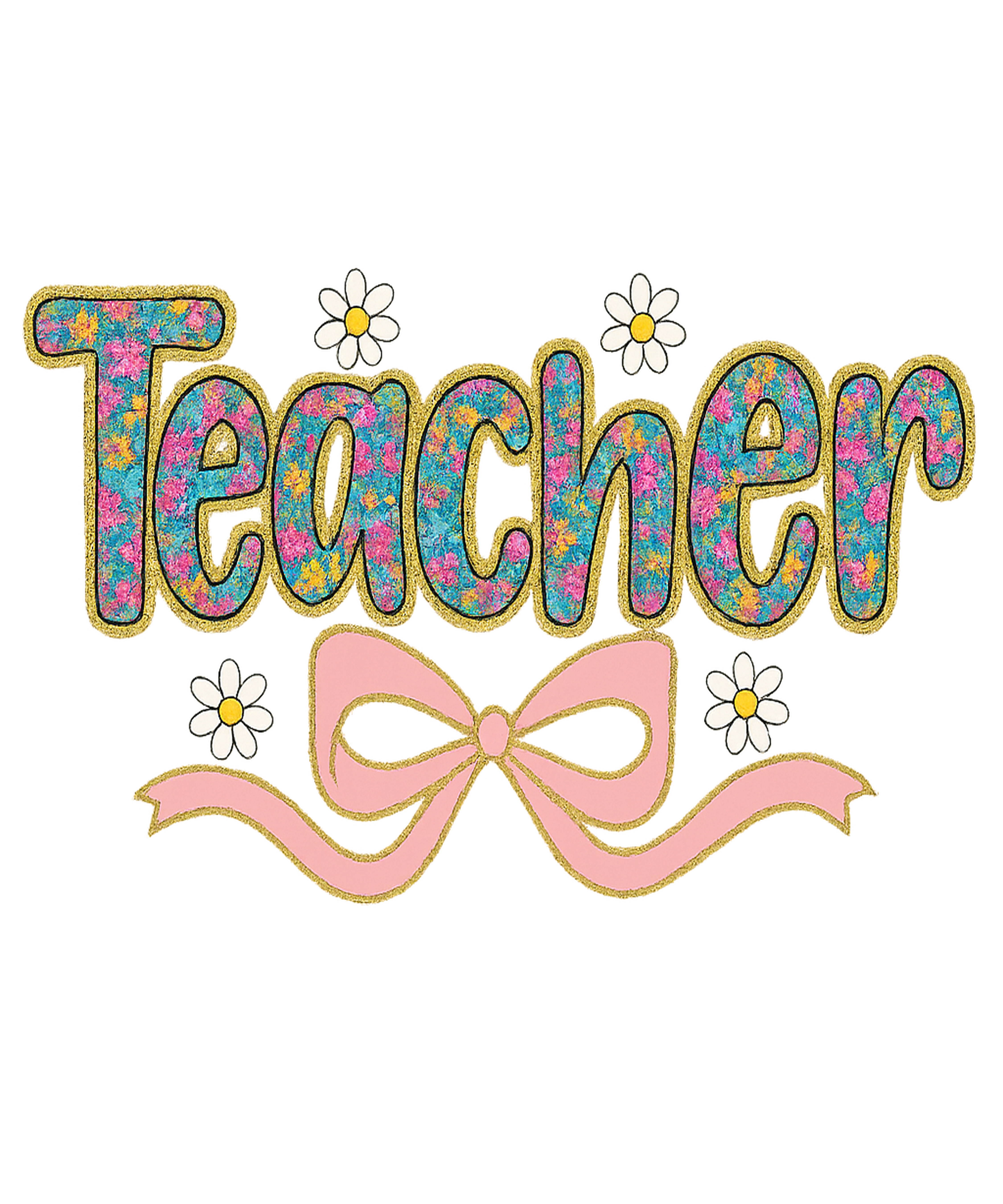 Floral Teacher Bow Aesthetic DTF Transfer