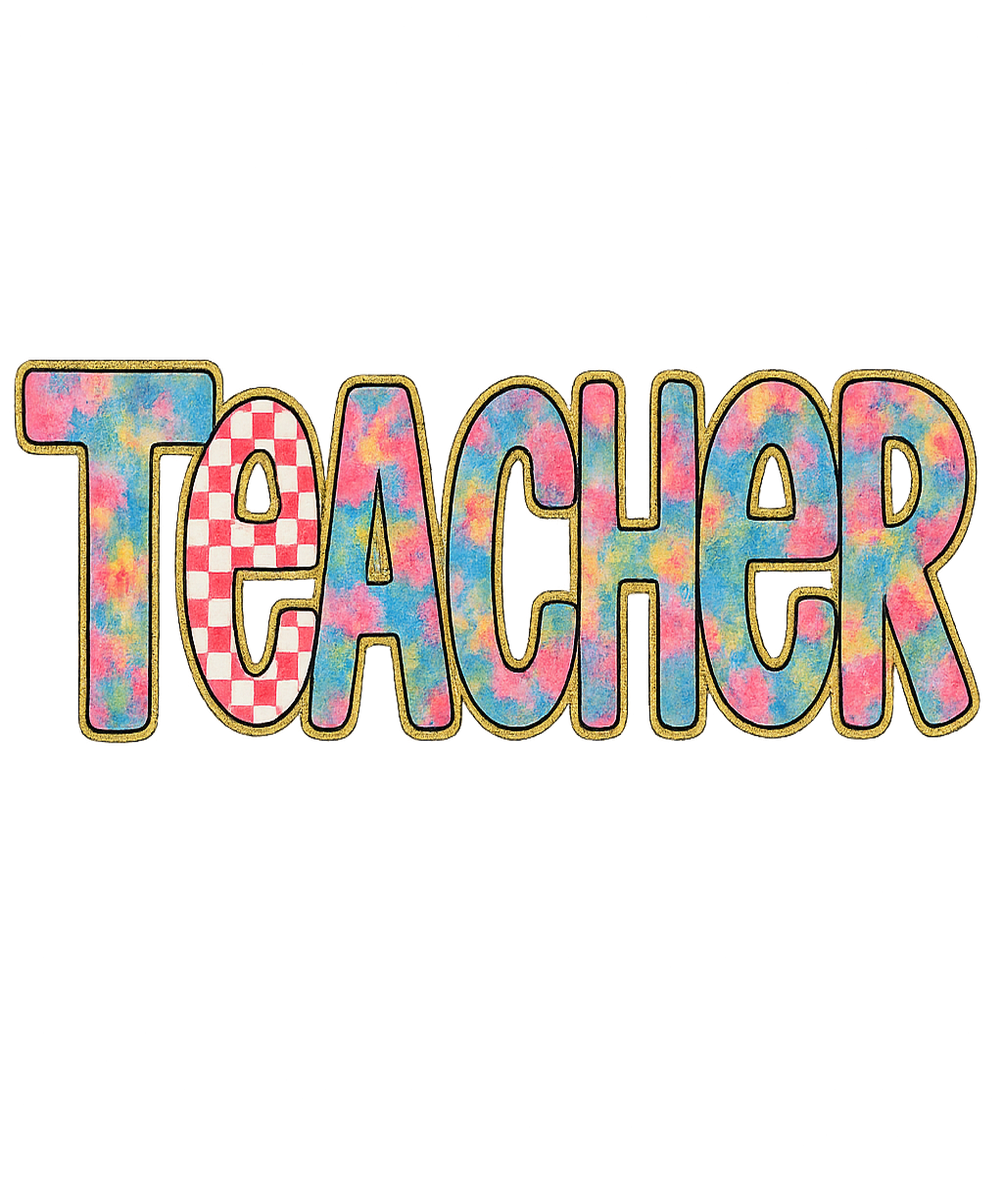 Pastel Teacher Retro Text DTF Transfer