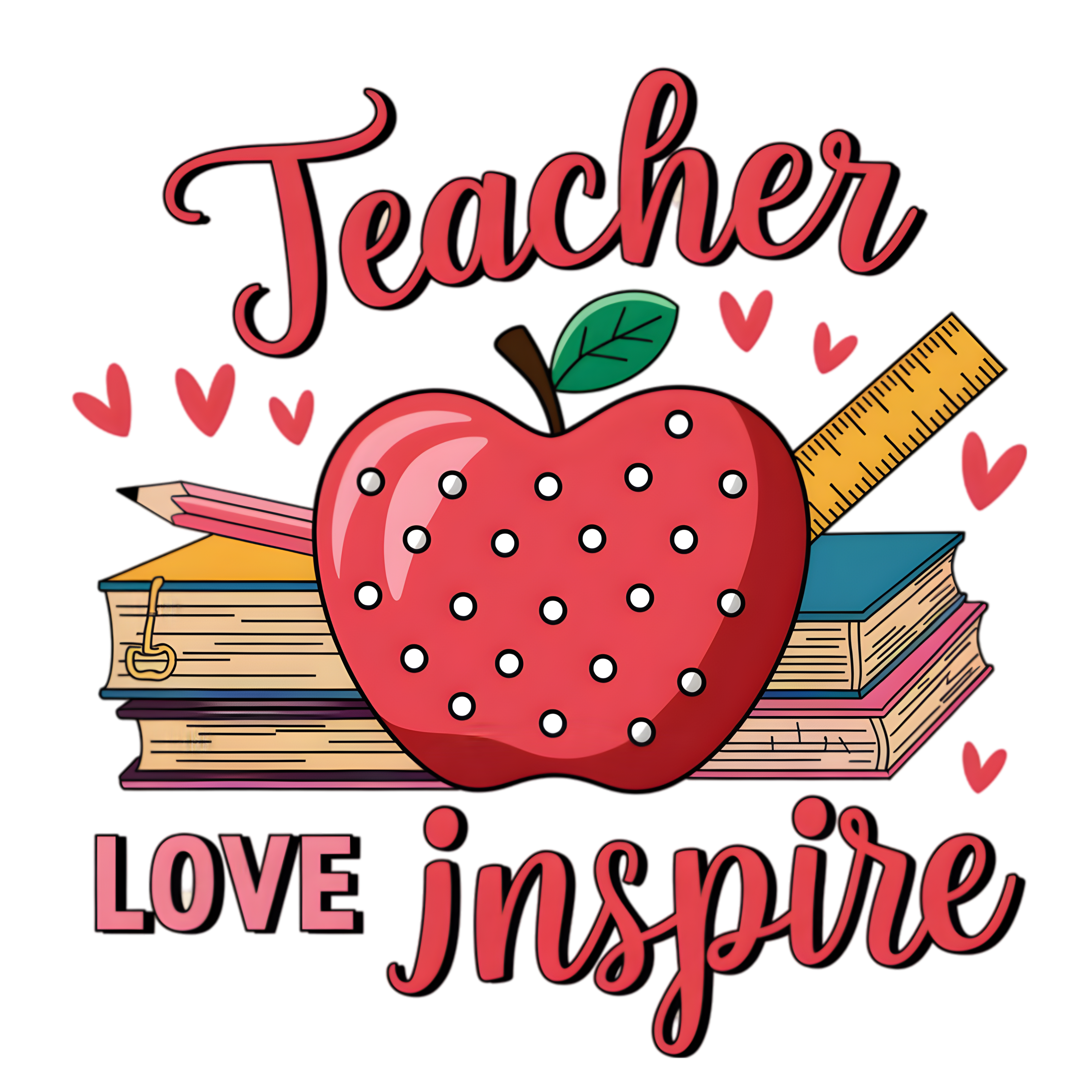 Teacher Love Inspire Apple Books DTF Transfer