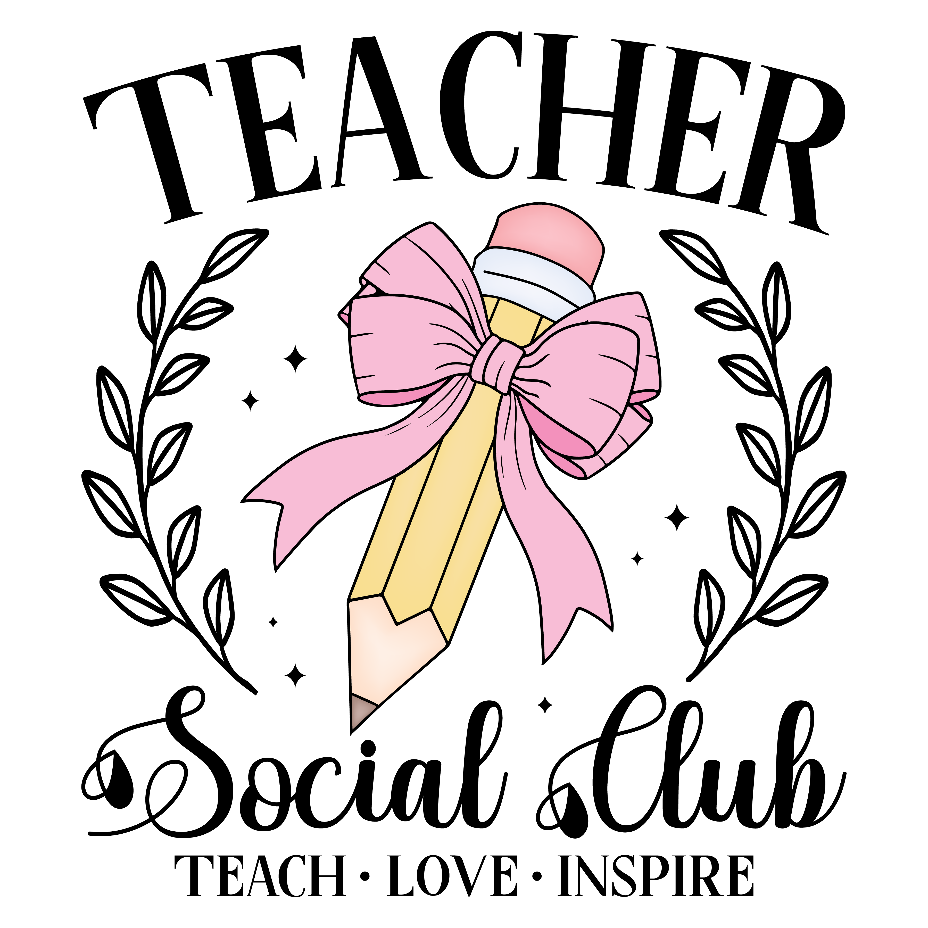 Teacher Pencil Bow DTF Transfer
