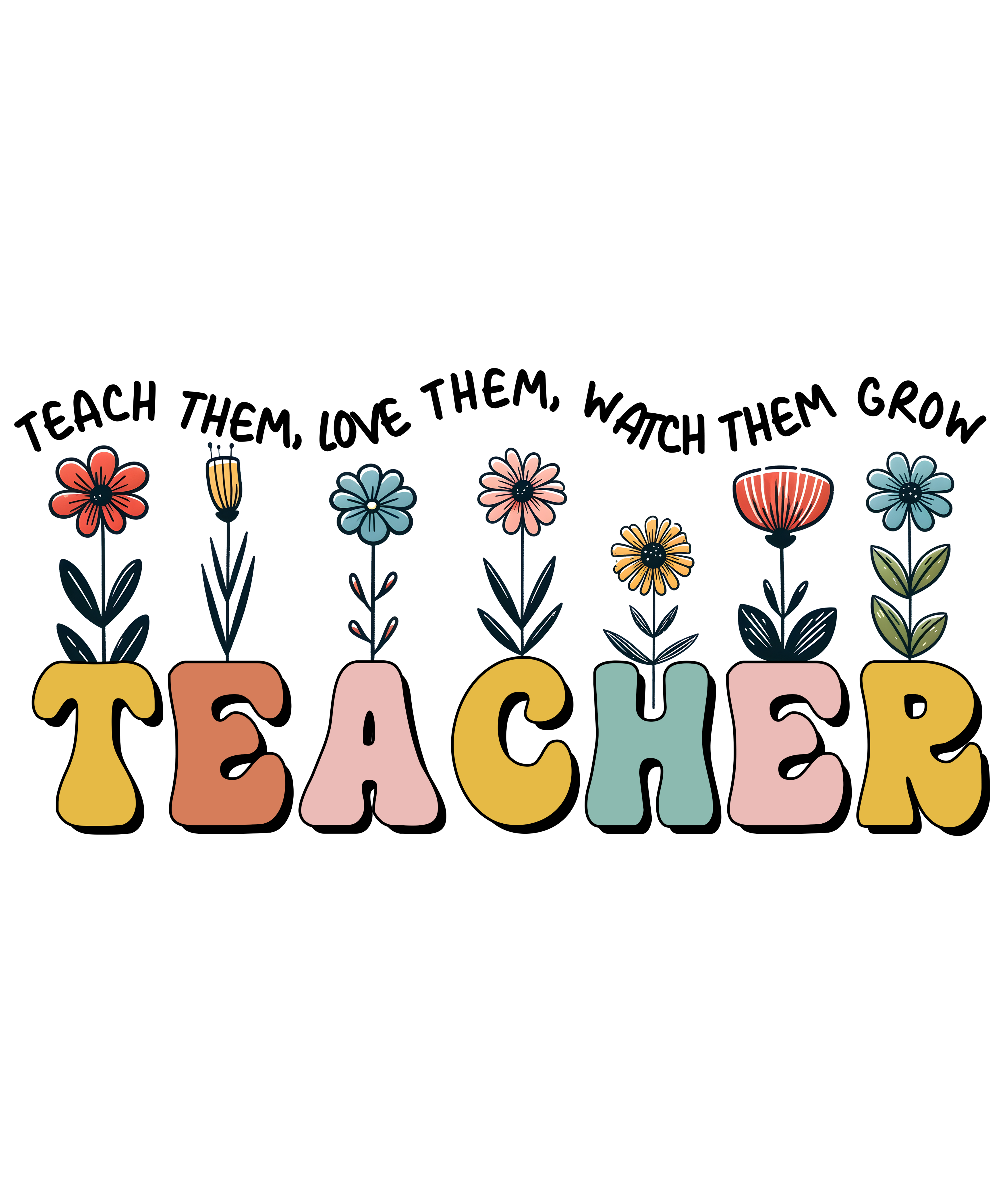 Floral Teacher Retro DTF Transfer