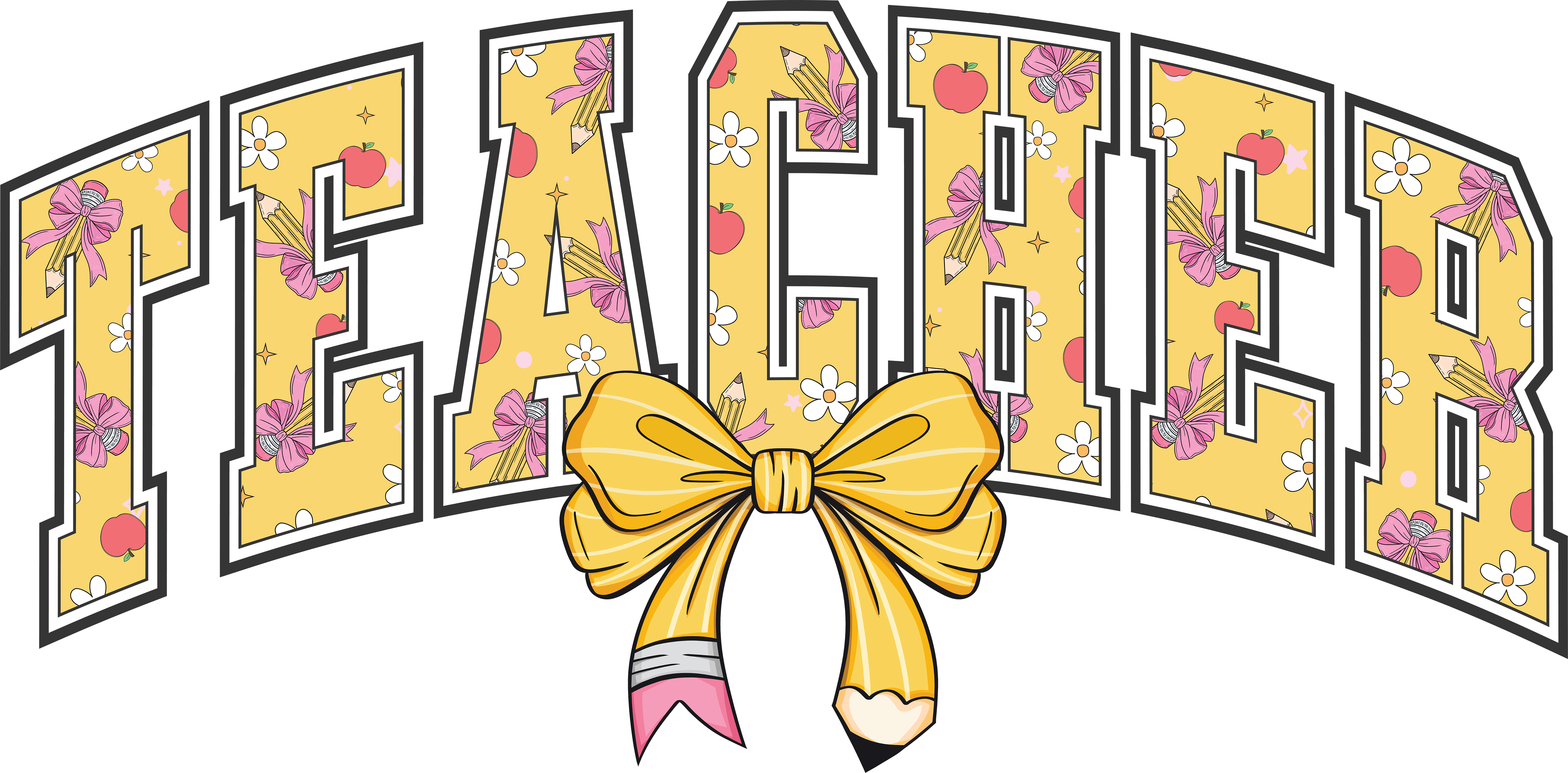 Teacher Bow Floral DTF Transfer