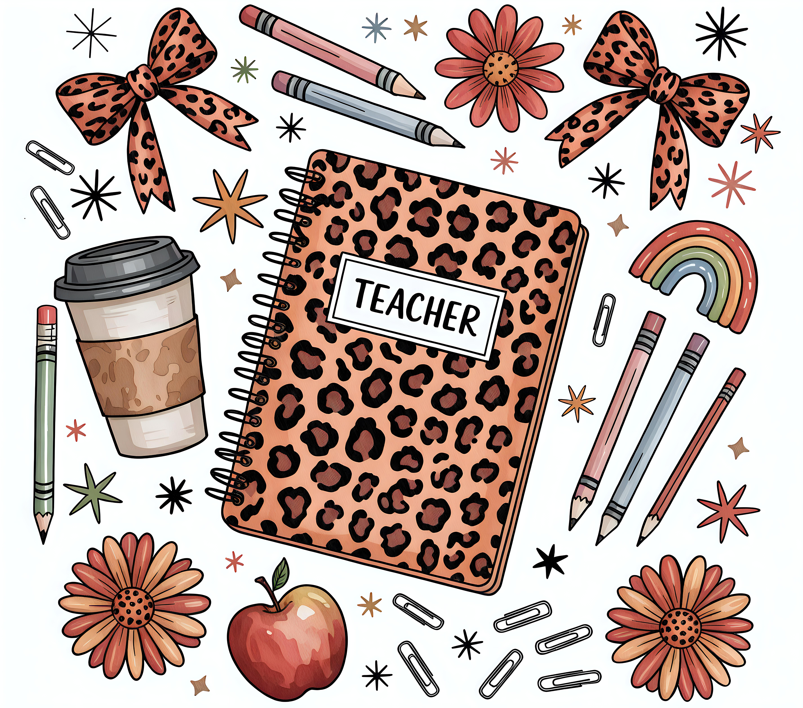 Teacher Leopard Notebook DTF Transfer