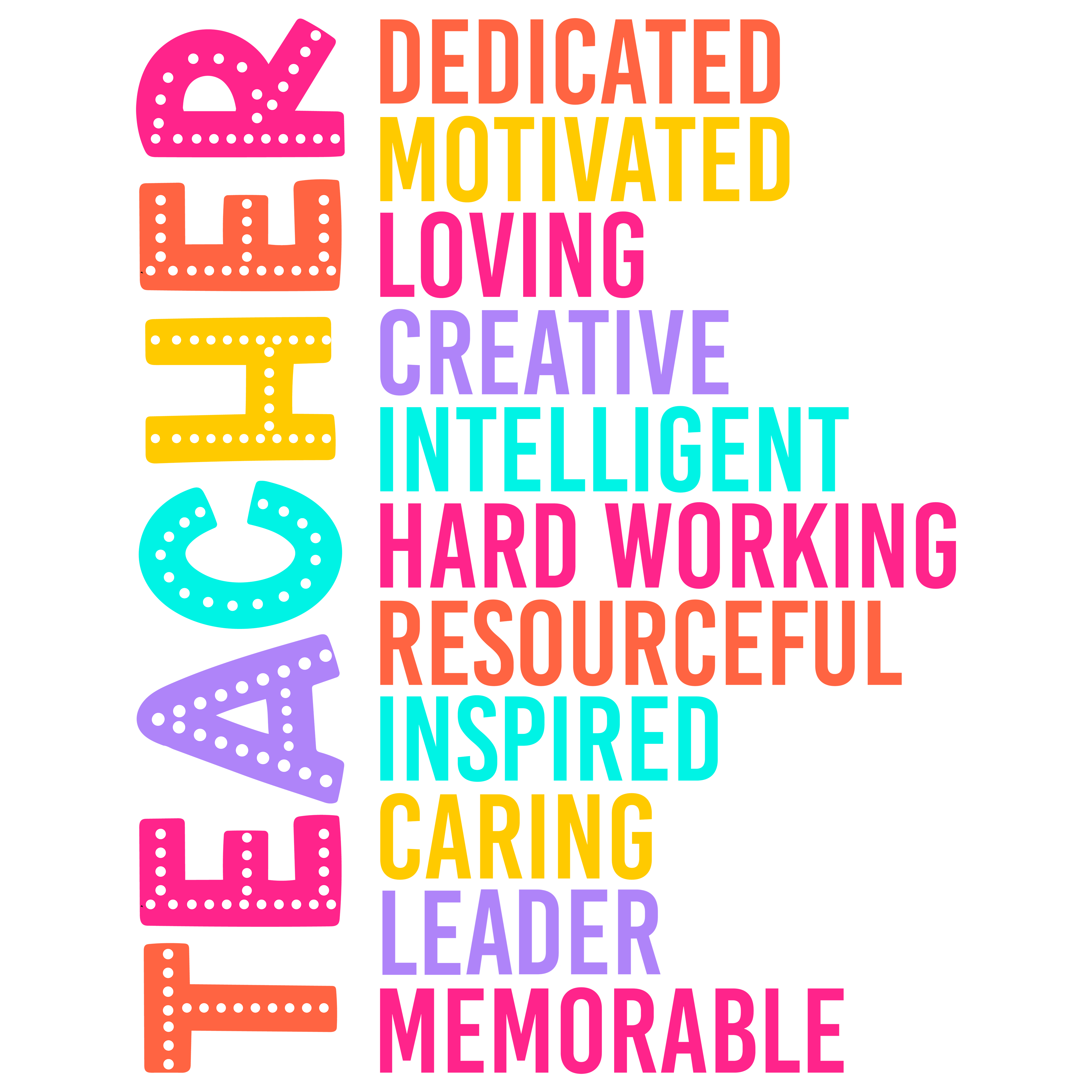 Teacher Traits Inspirational DTF Transfer