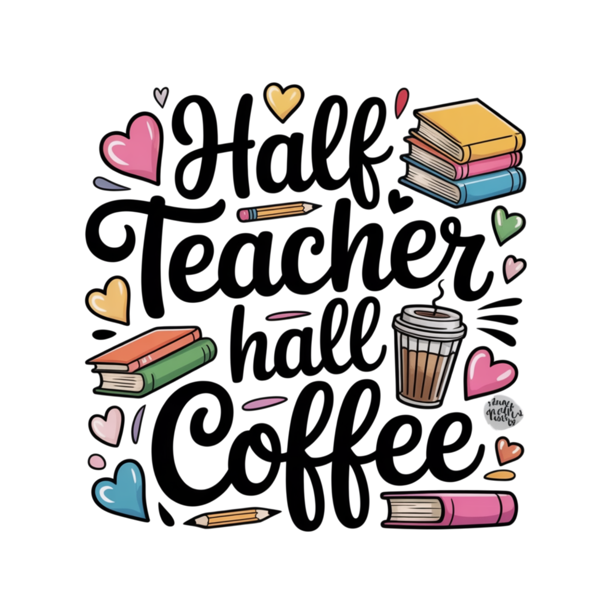 Teacher Fuel Coffee Books DTF Transfer