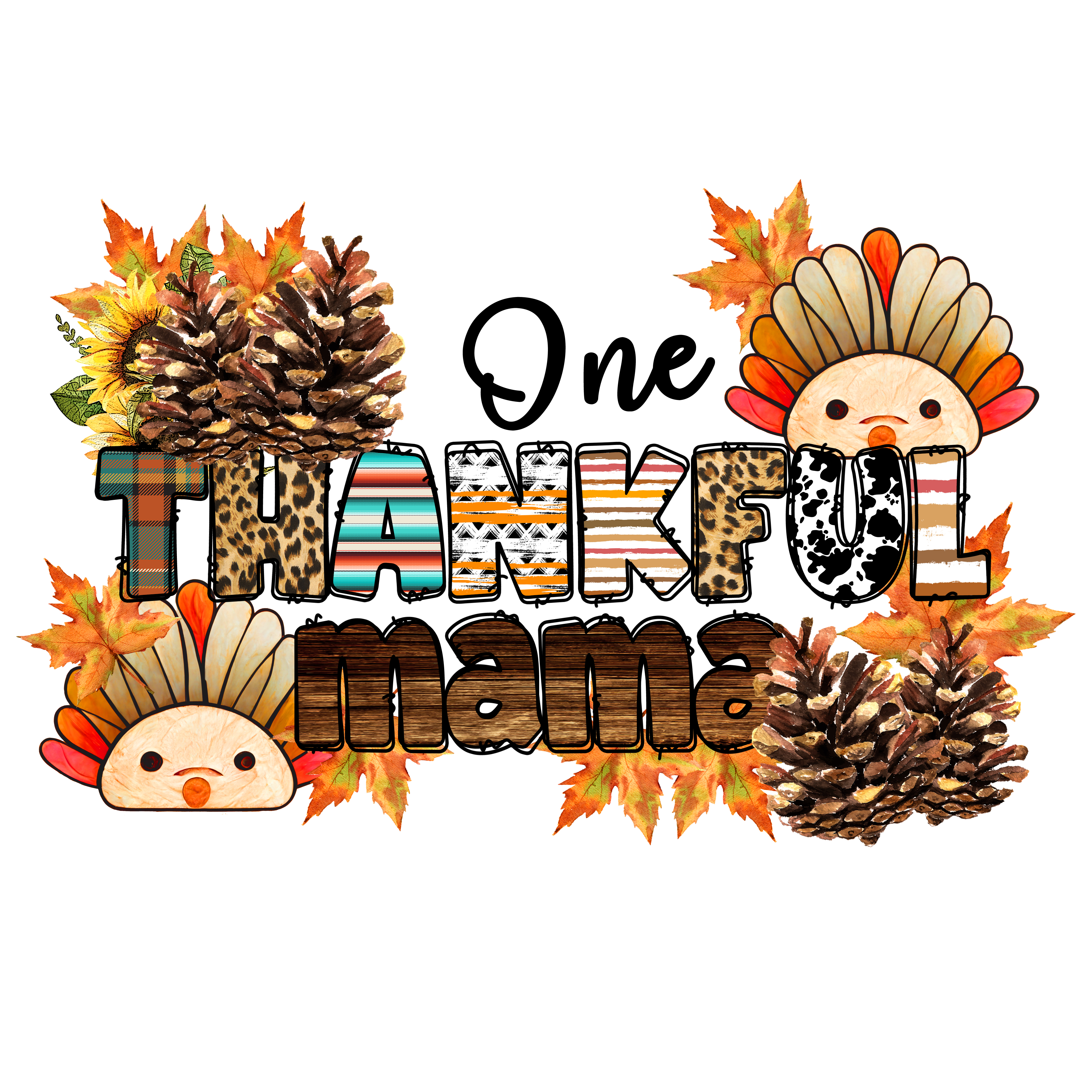 Thankful Mama Turkey DTF Transfer