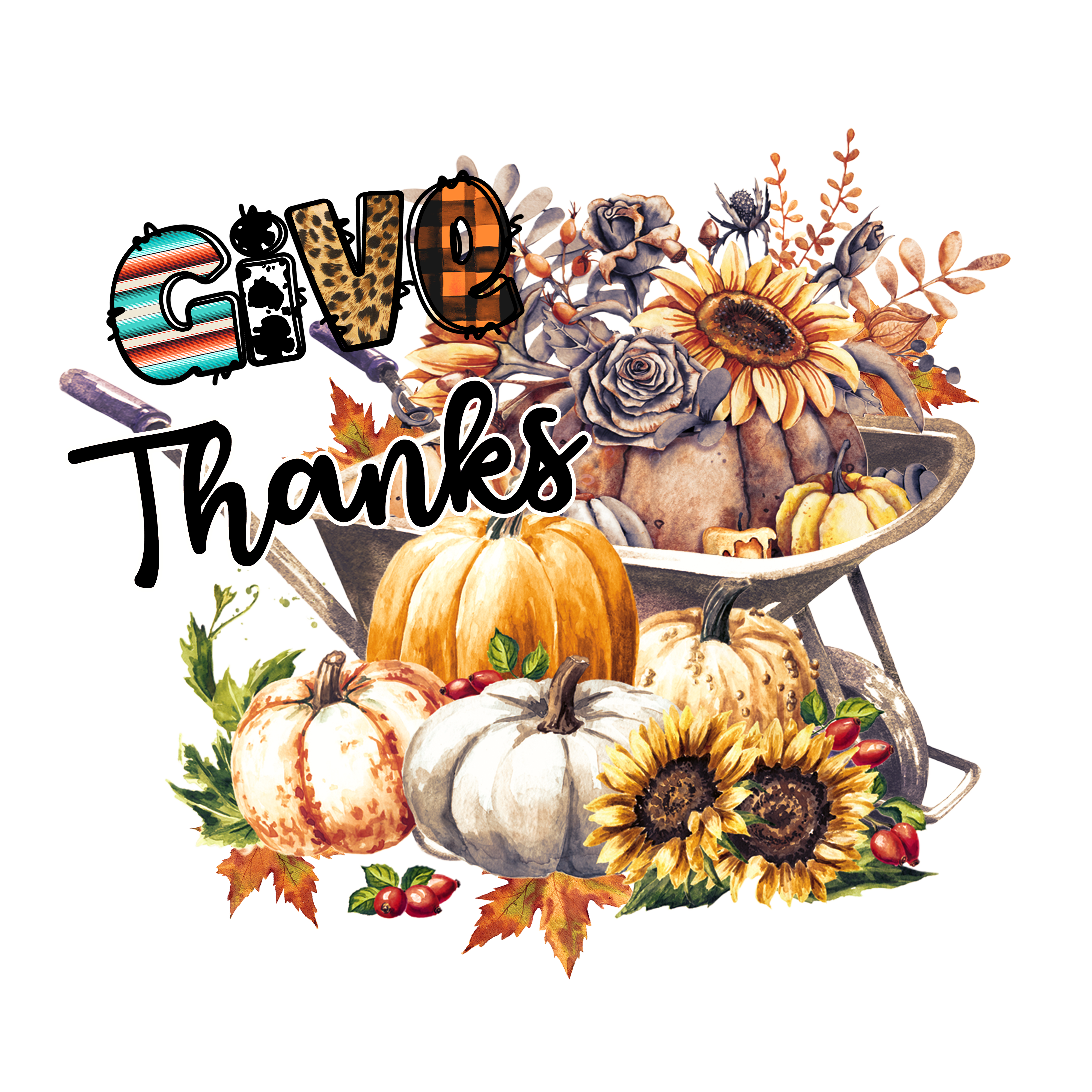 Give Thanks Fall Harvest DTF Transfer