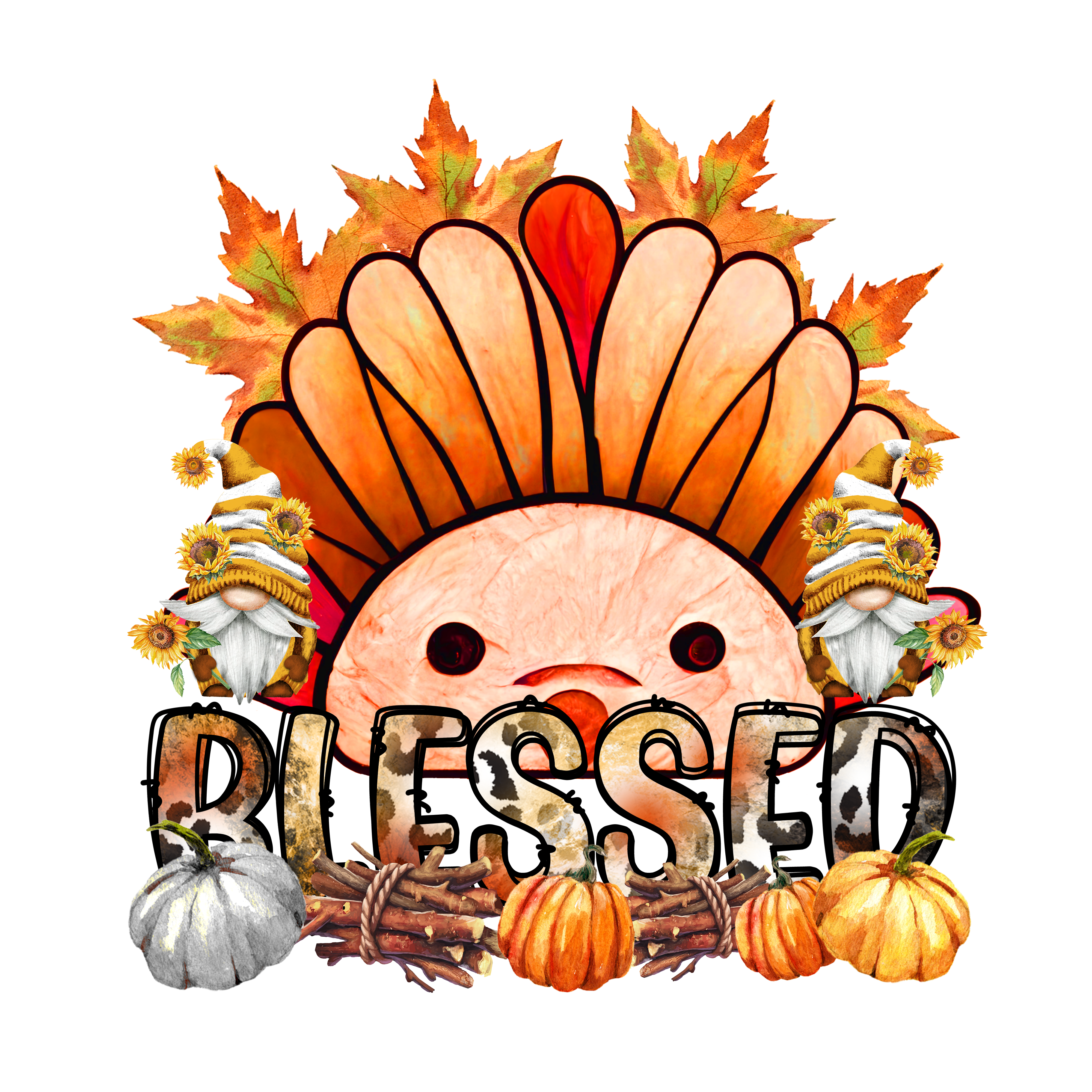 Blessed Thanksgiving Turkey DTF Transfer