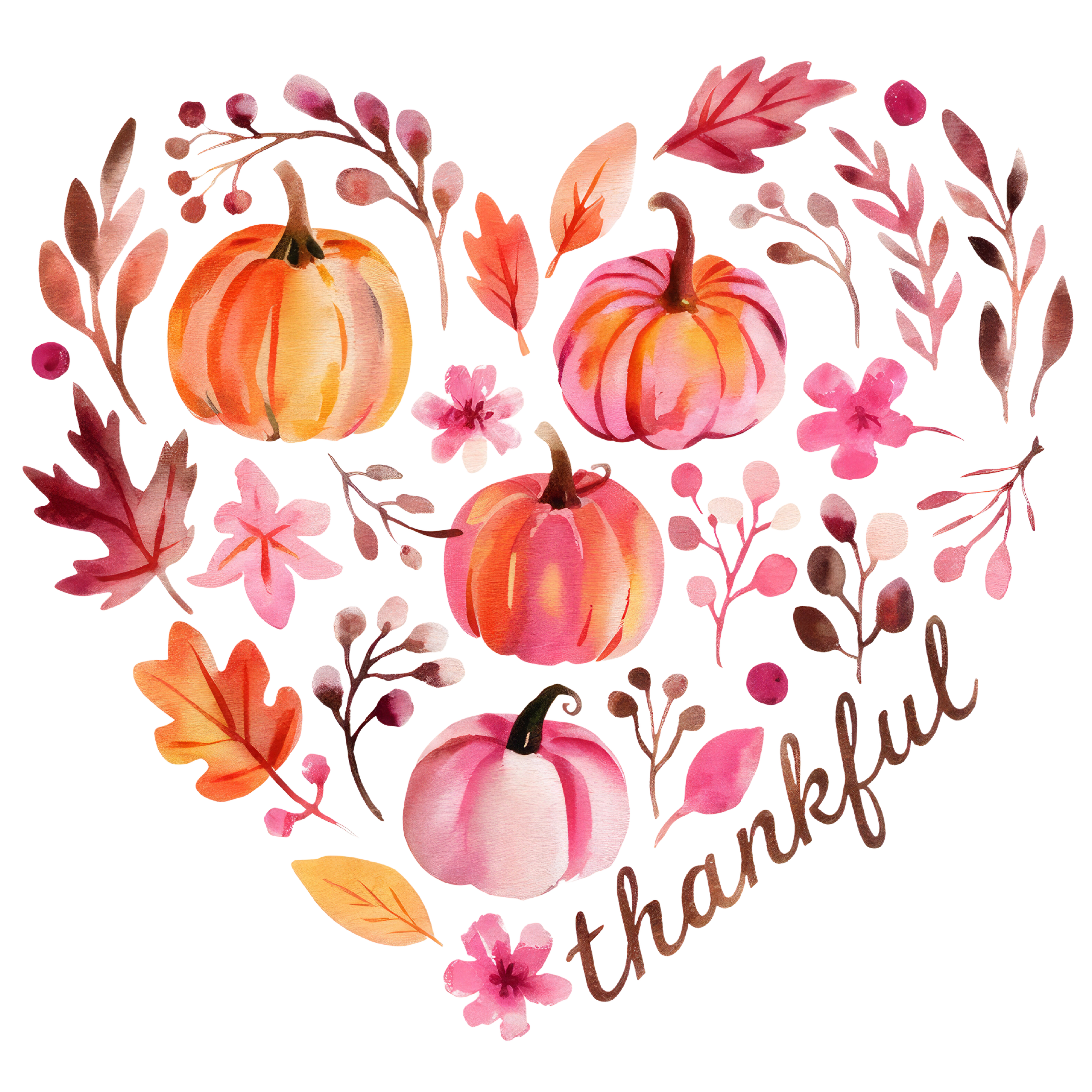 Thankful Watercolor Pumpkins DTF Transfer