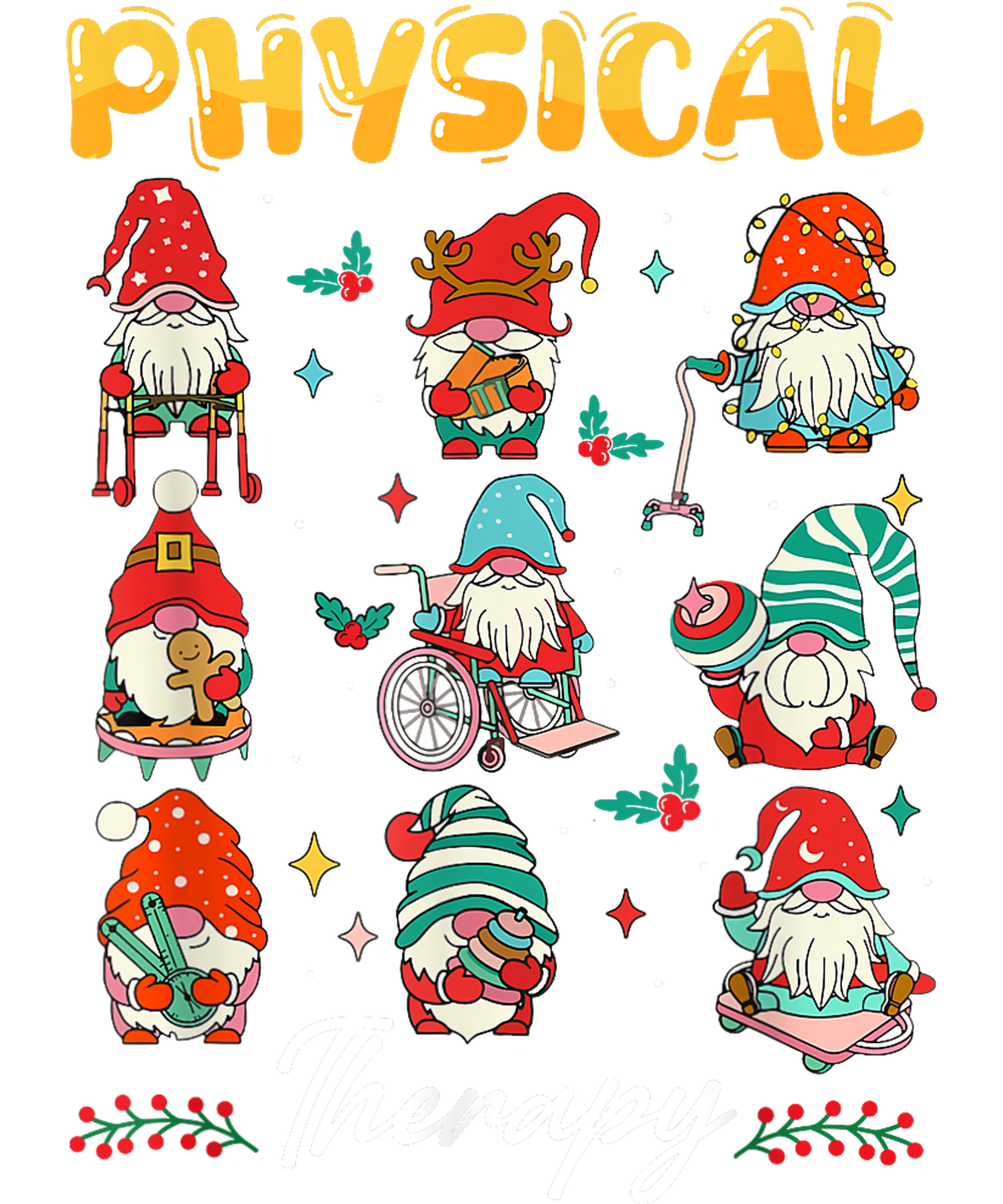 Physical Therapy Gnomes Christmas DTF Transfer
