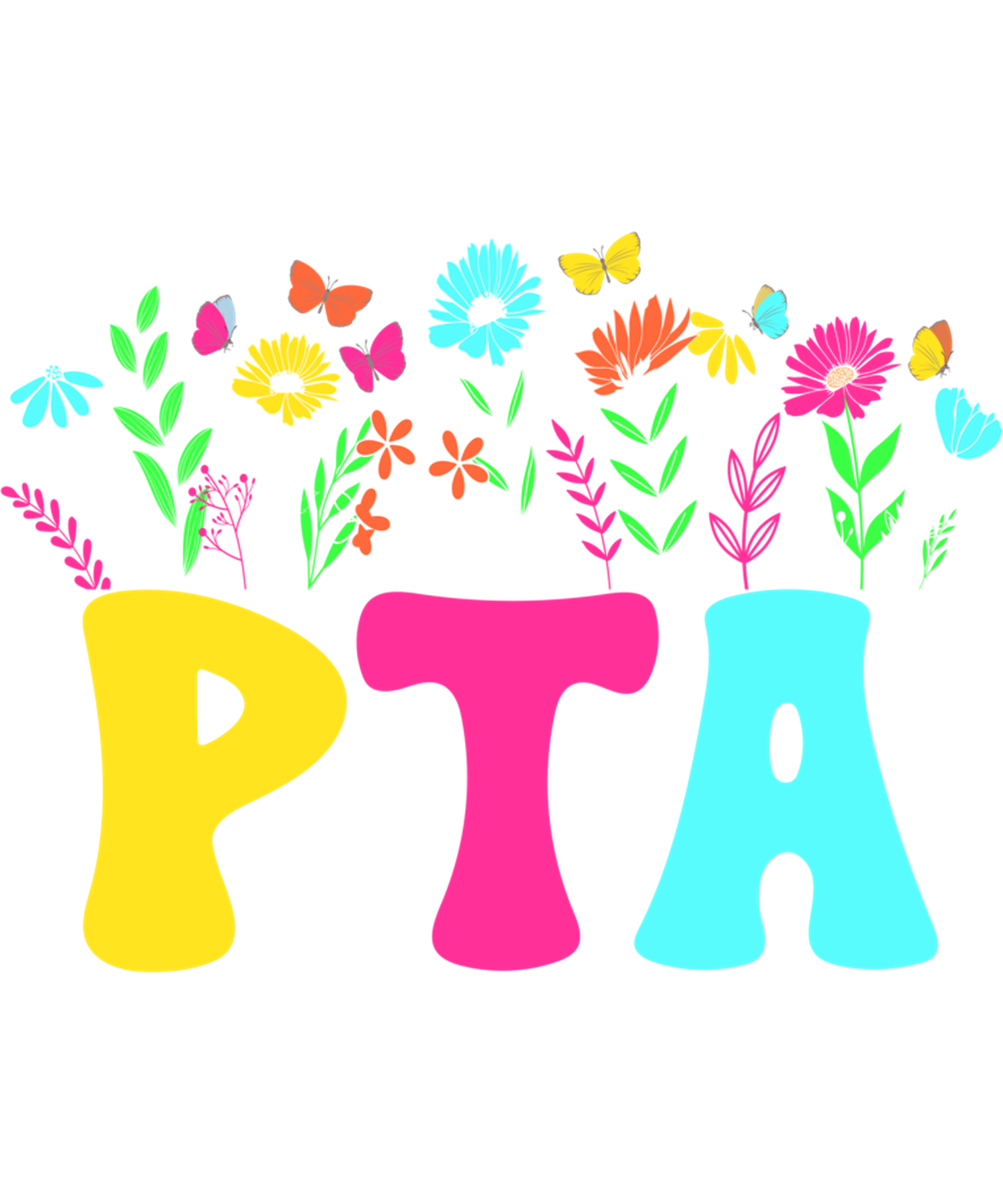 PTA Floral Letters DTF Transfer