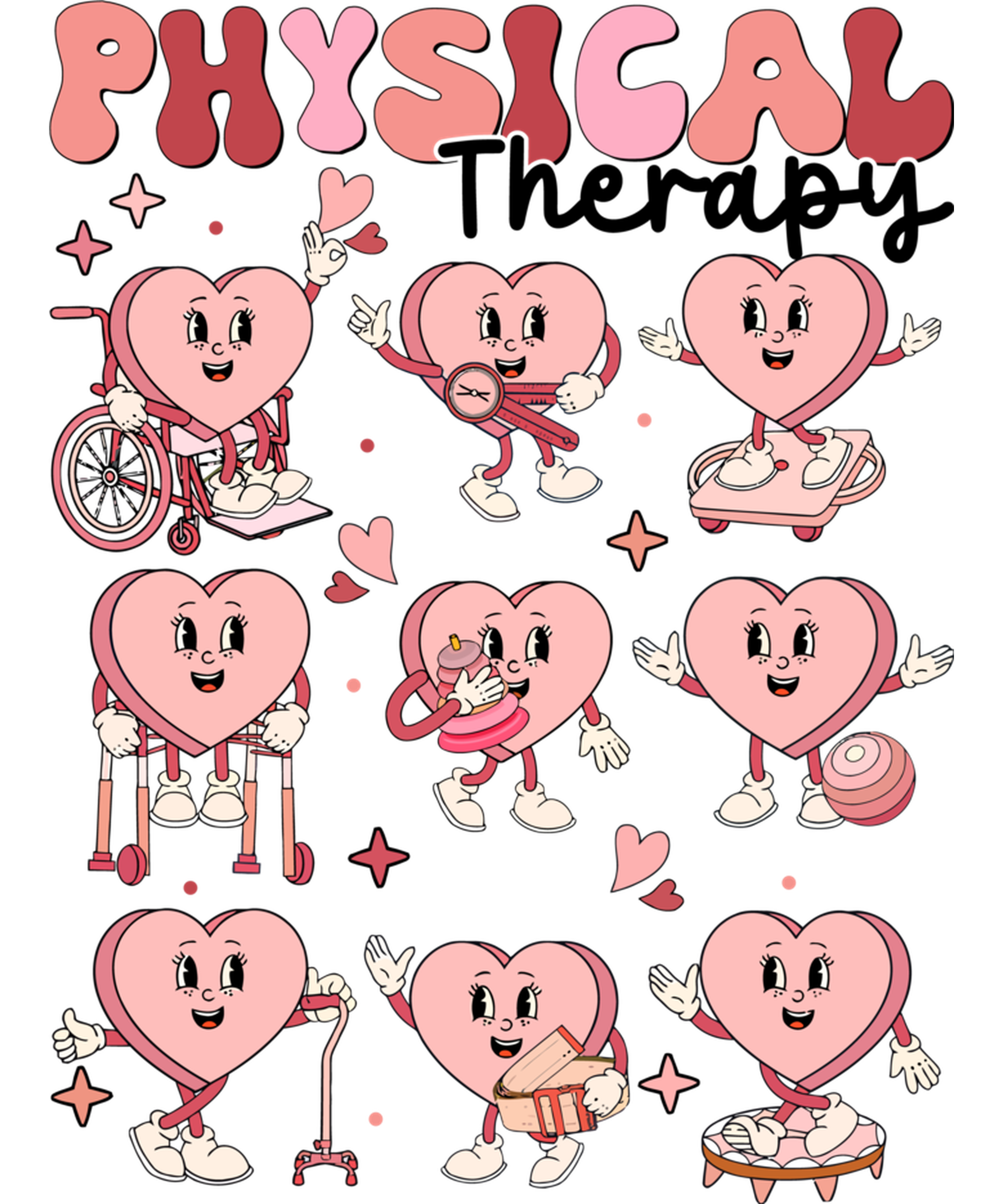 Physical Therapy Hearts DTF Transfer